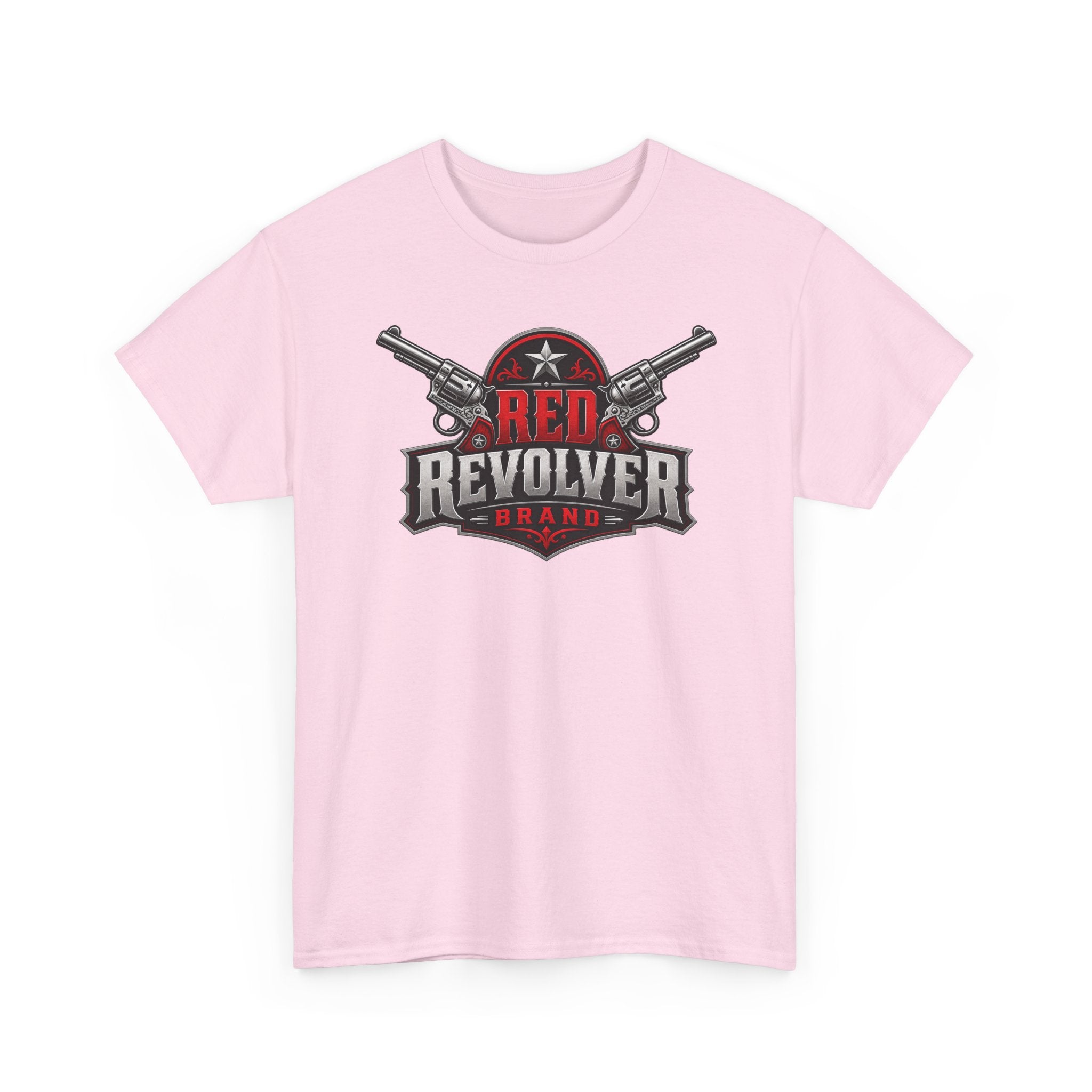 Red Revolver Graphic Tee — Retro Western Guns Logo T-Shirt