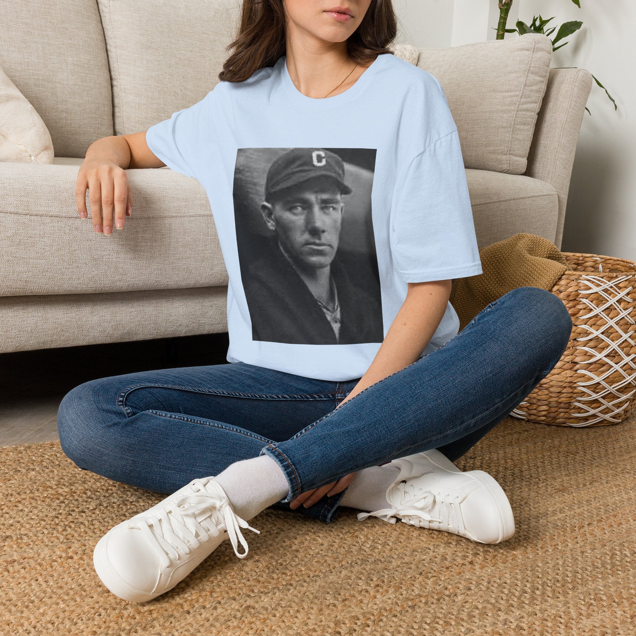 Vintage Baseball Portrait T-Shirt — Early 1900s Cleveland Player Photo