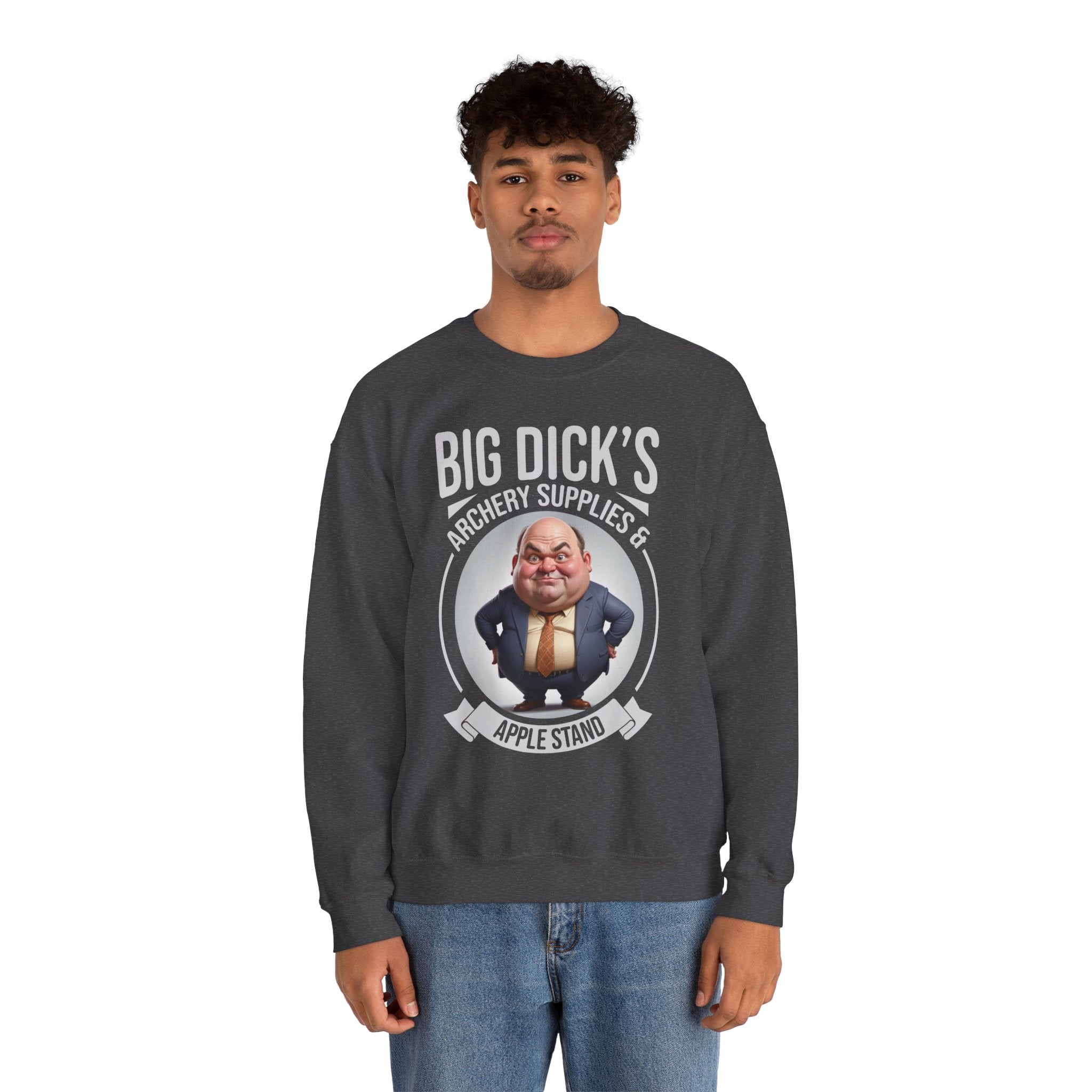 "Big Dick's Archery Supplies & Apple Stand" Funny Crewneck Sweatshirt