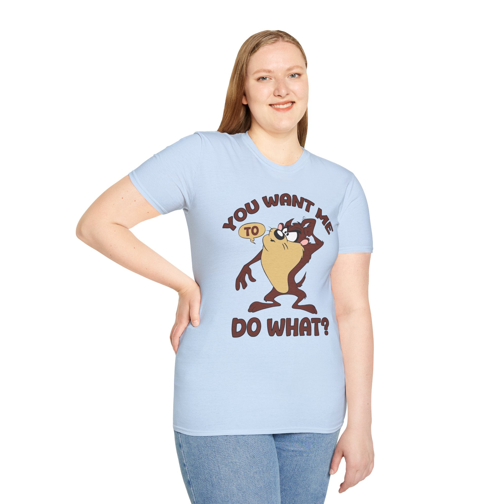 T-Shirt — Vintage Taz 'You Want Me To Do What?' Cartoon Graphic Tee