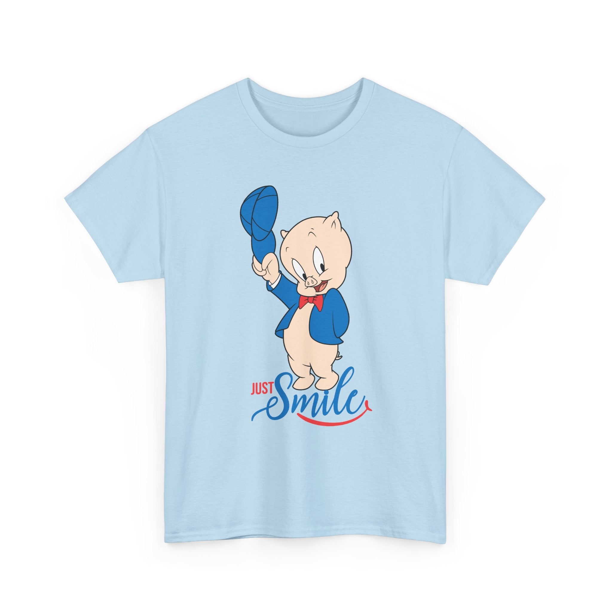 Retro Cartoon Pig 'Just Smile' T-Shirt