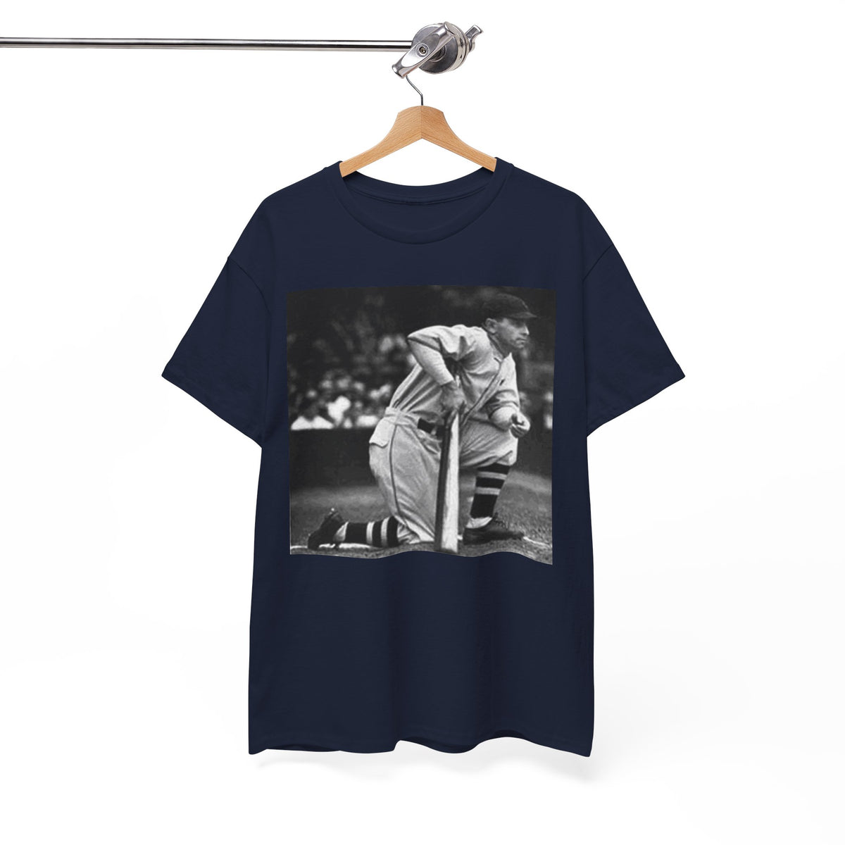 Vintage Baseball Photo T-Shirt – Classic Kneeling Player Graphic Tee