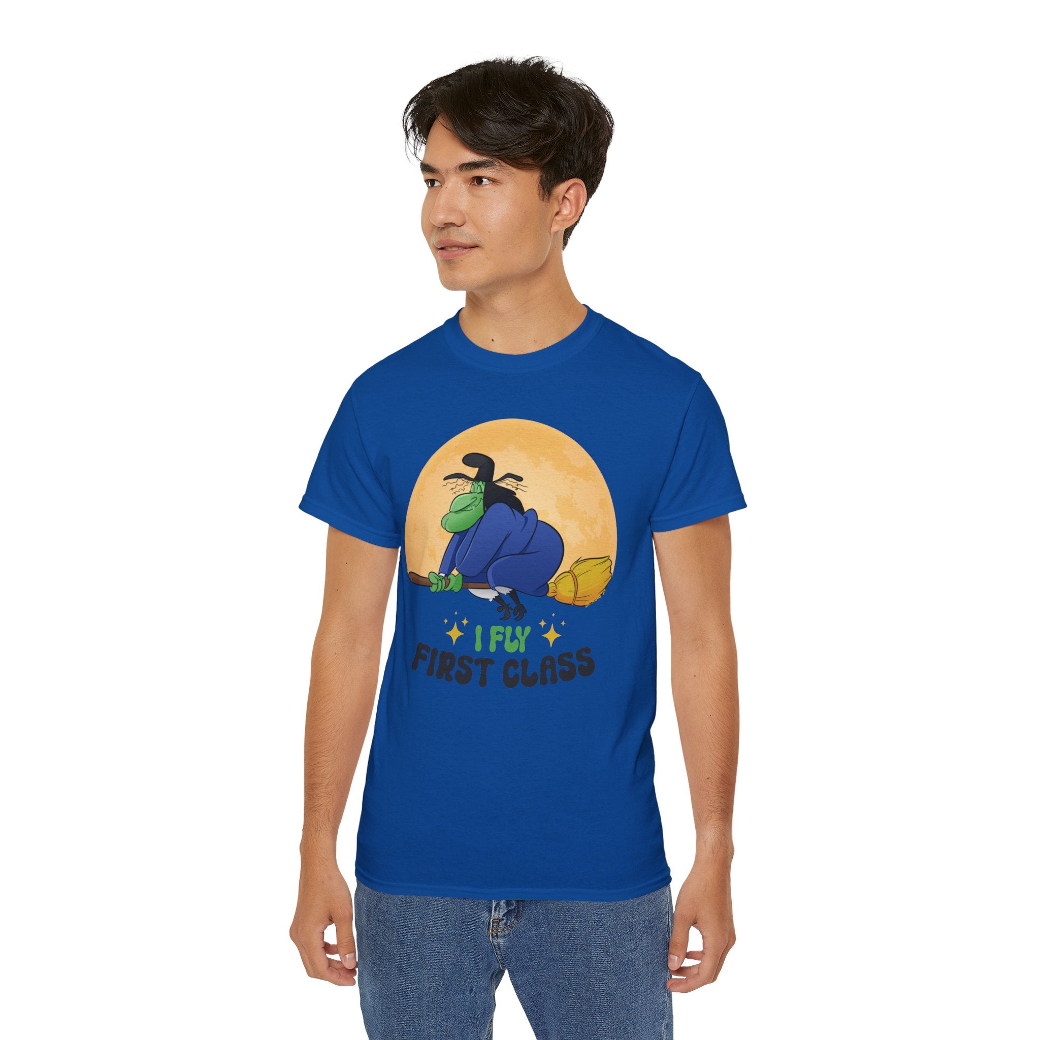 I Fly First Class — Funny Witch Halloween T-Shirt