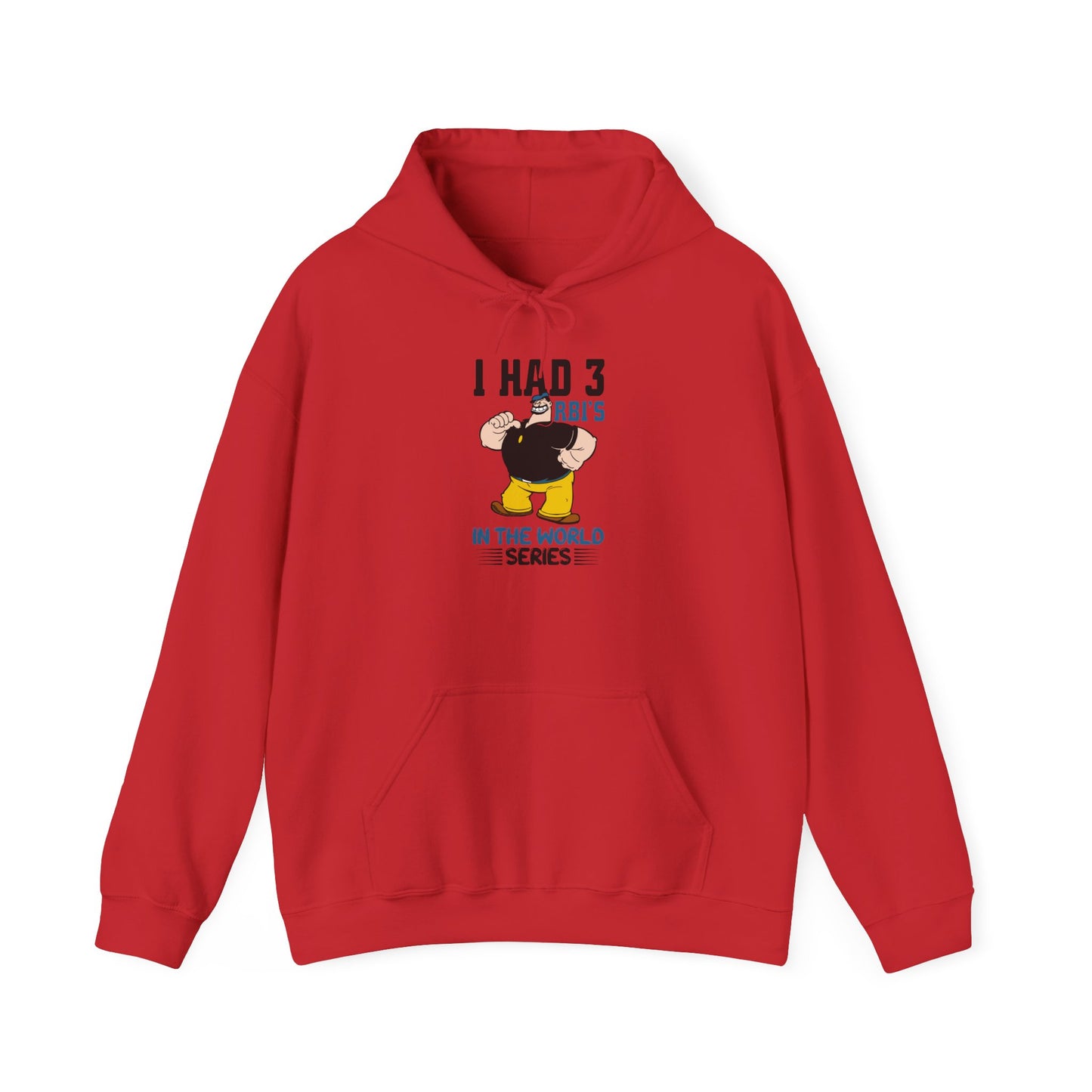 I Had 3 RBIs In the World Series Funny Baseball Fan Retro Cartoon Graphic Hoodie