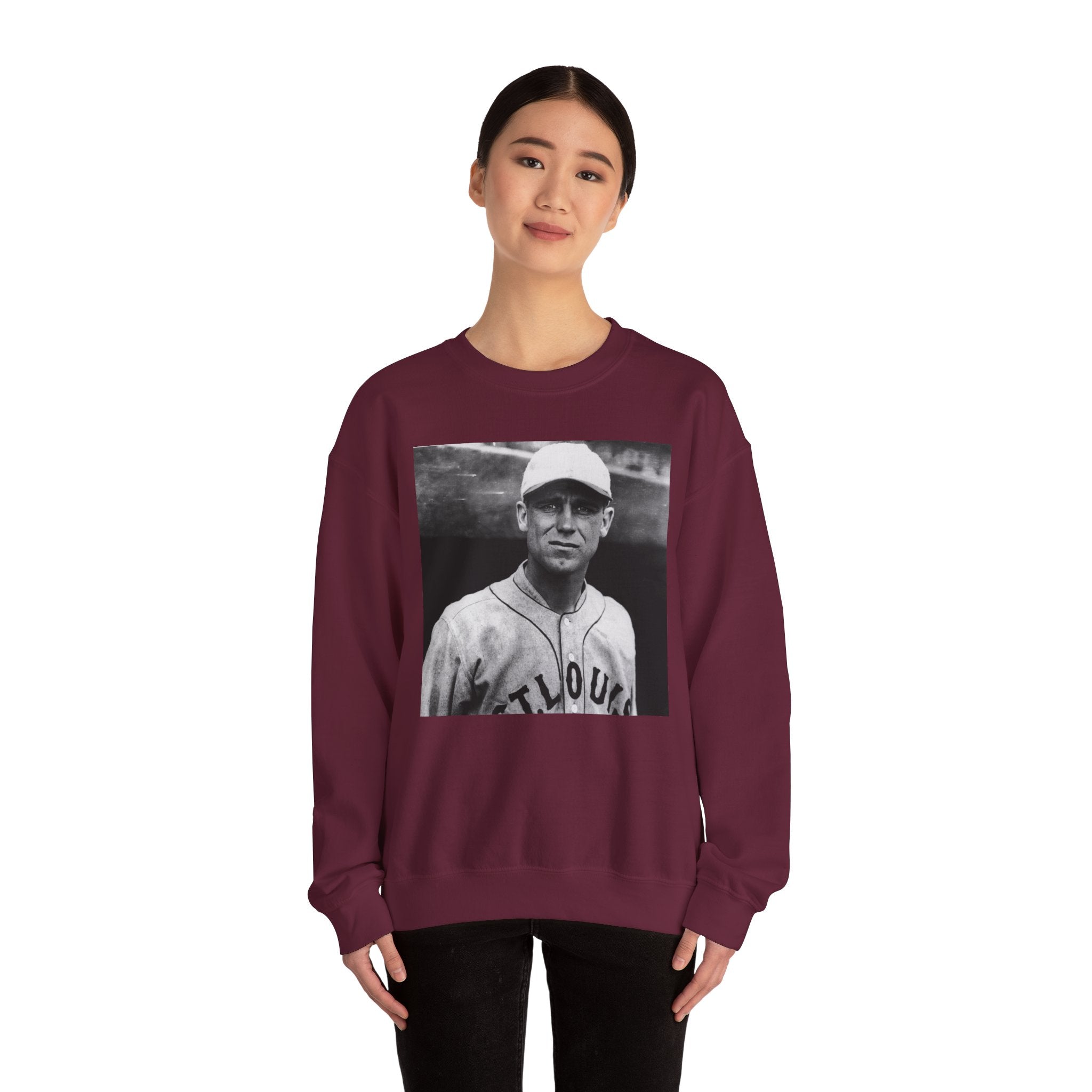 Vintage Baseball Player Sweatshirt - Classic Sports Graphic Crewneck