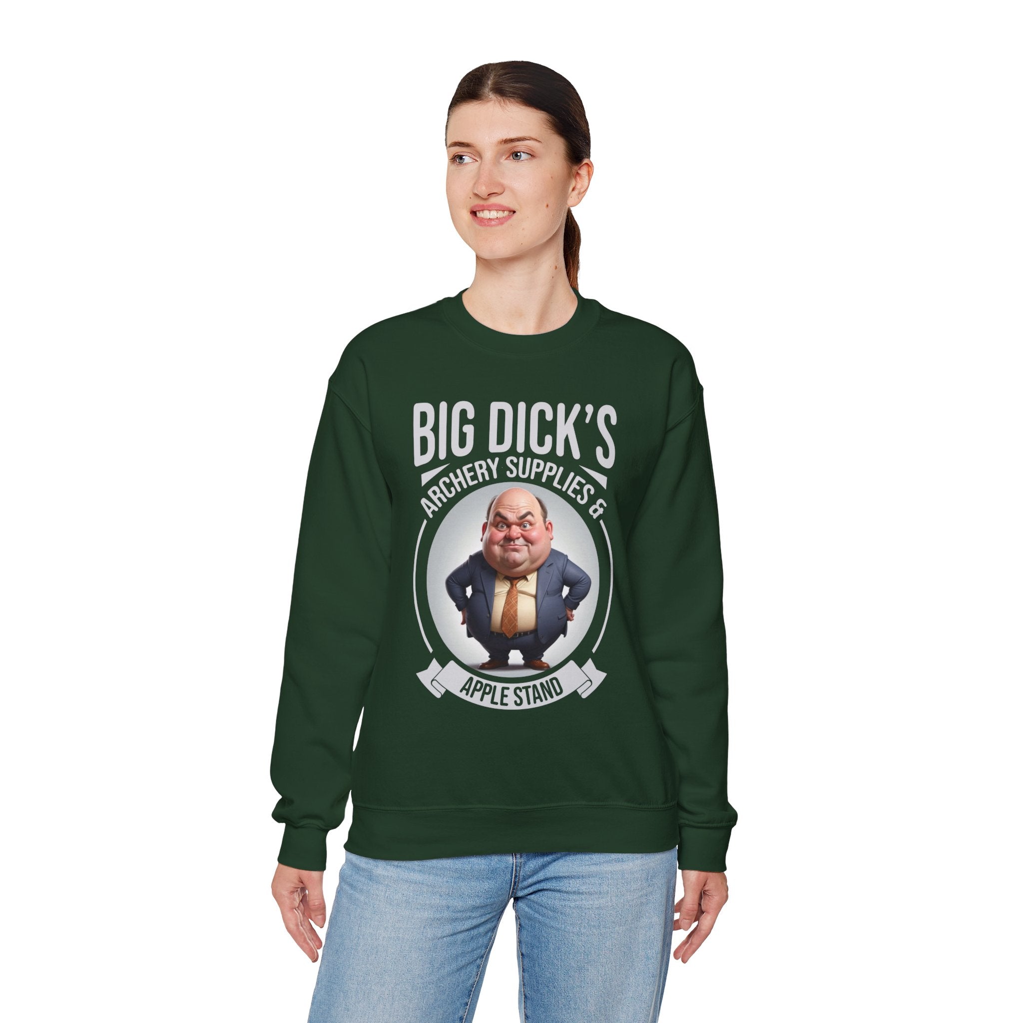 "Big Dick's Archery Supplies & Apple Stand" Funny Crewneck Sweatshirt