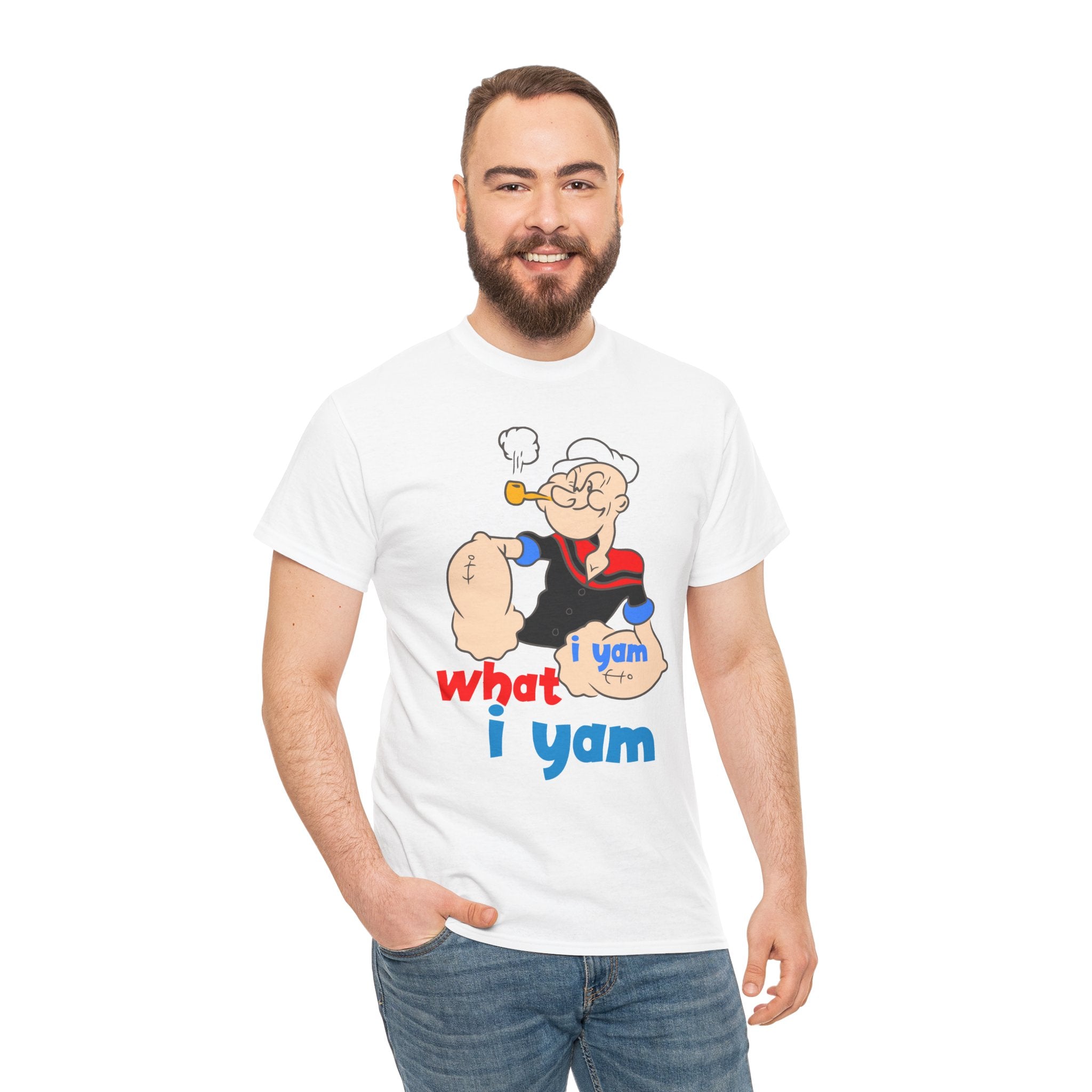 Popeye "I Yam What I Yam" Graphic Tee — Retro Cartoon Sailor Humor T-Shirt