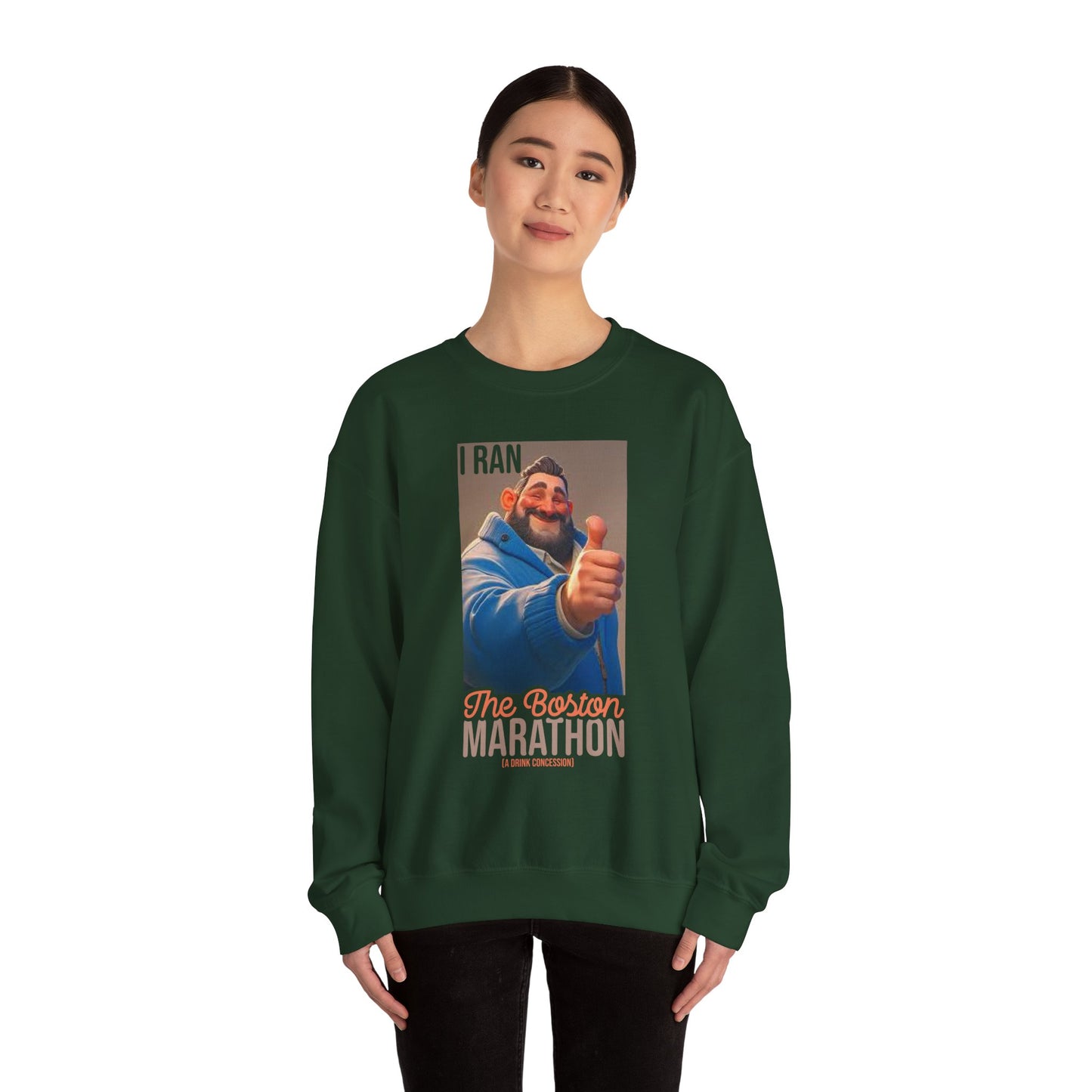 I Ran The Boston Marathon Drink Concession Sweatshirt - Funny Marathon Humor Crewneck