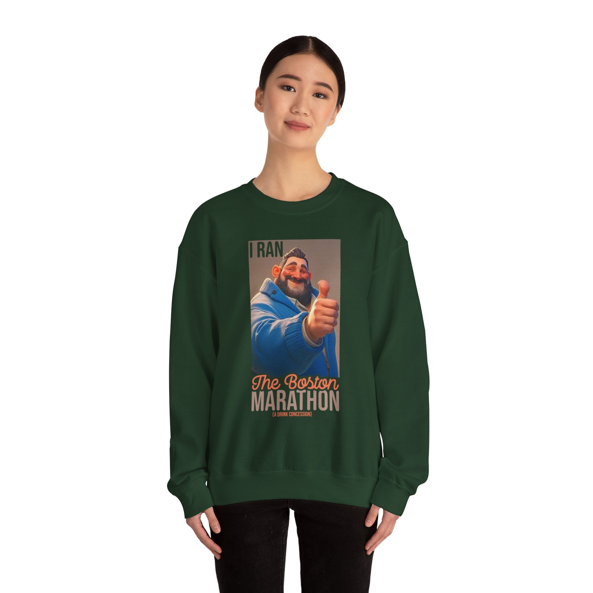 I Ran The Boston Marathon Drink Concession Sweatshirt - Funny Marathon Humor Crewneck