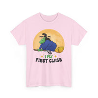 Witch Broom Tee — "I Fly First Class" Funny Halloween T‑Shirt