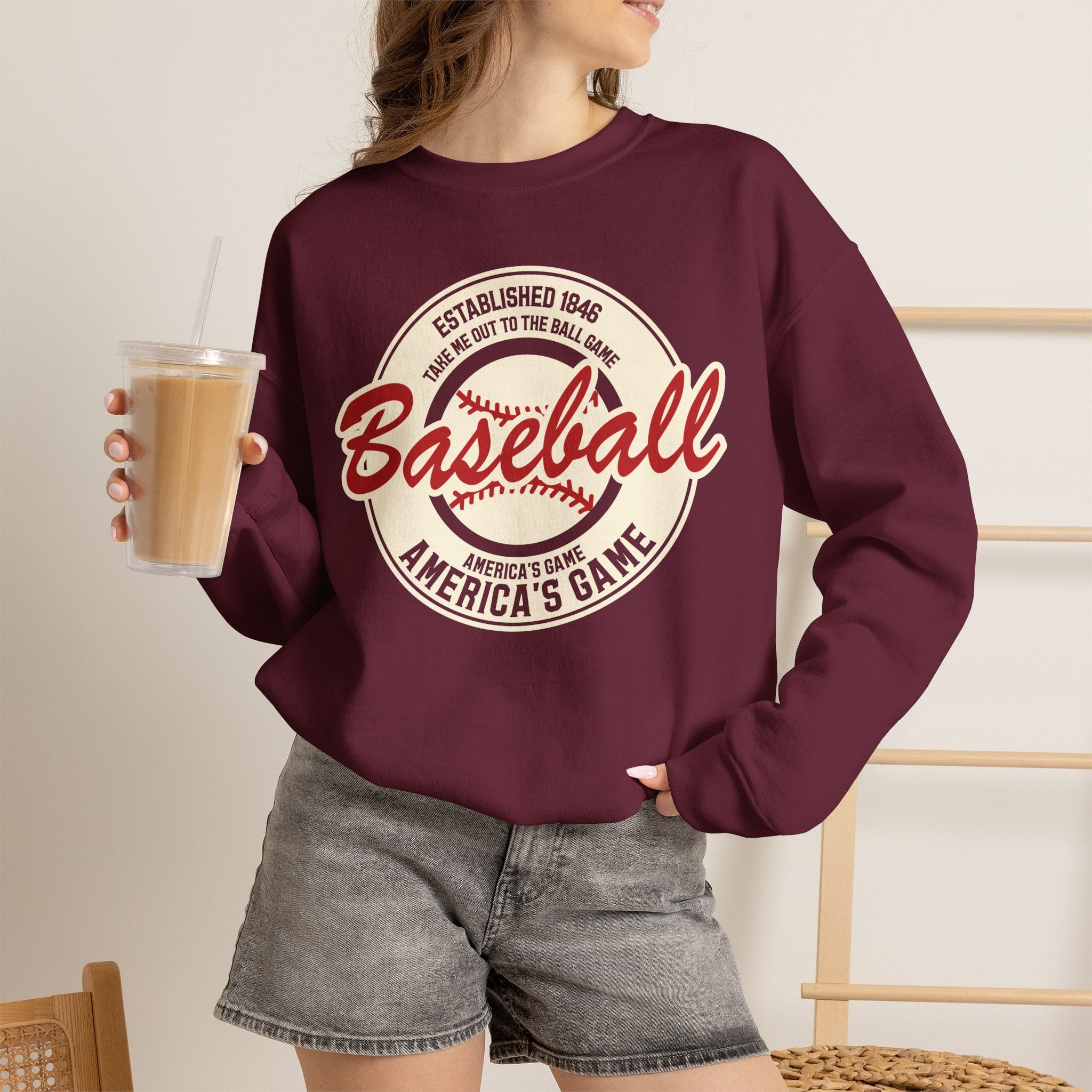 Vintage America's Game Sweatshirt - Classic Baseball Fan Crewneck