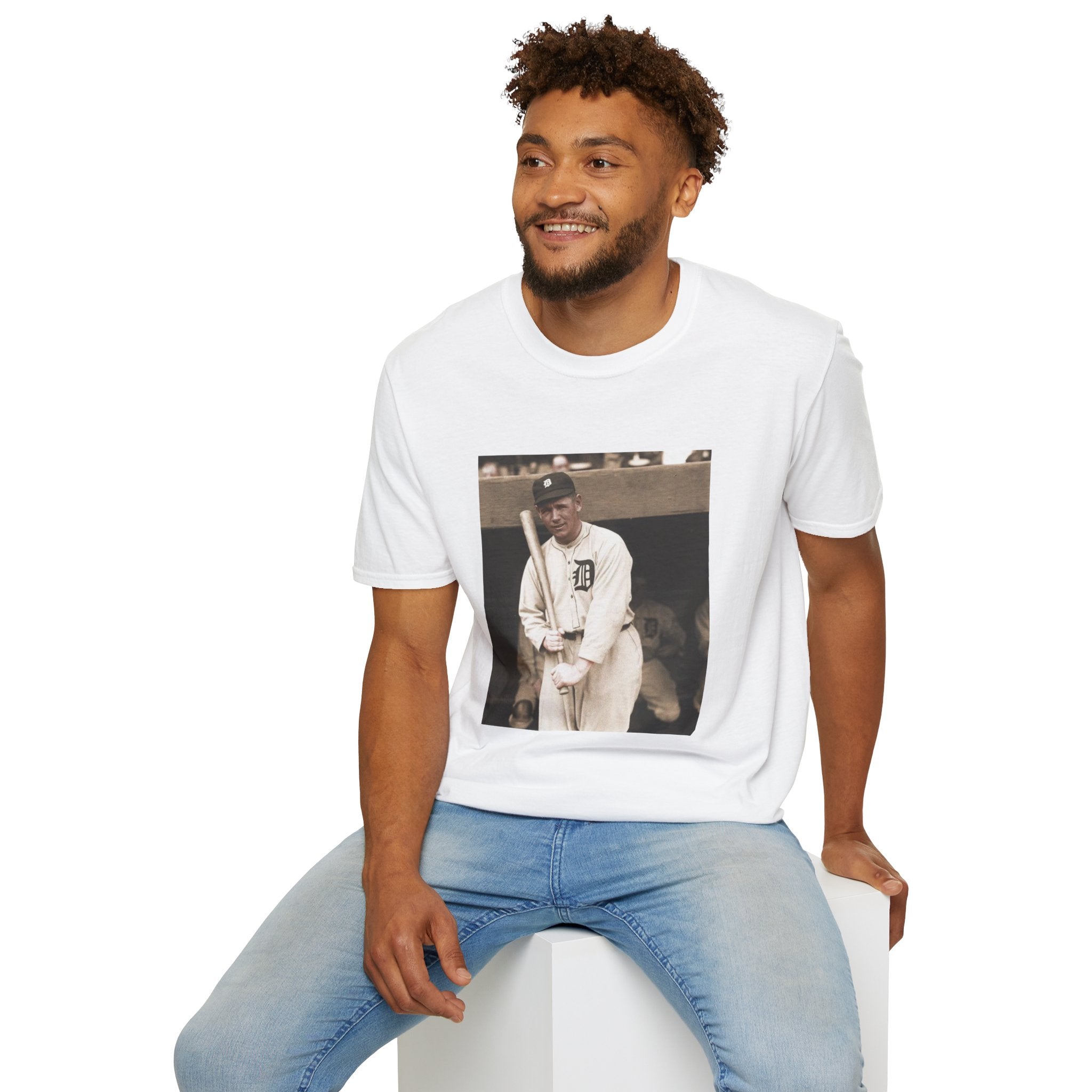 Vintage Baseball Photo T-Shirt — Classic Detroit Tigers Player Portrait