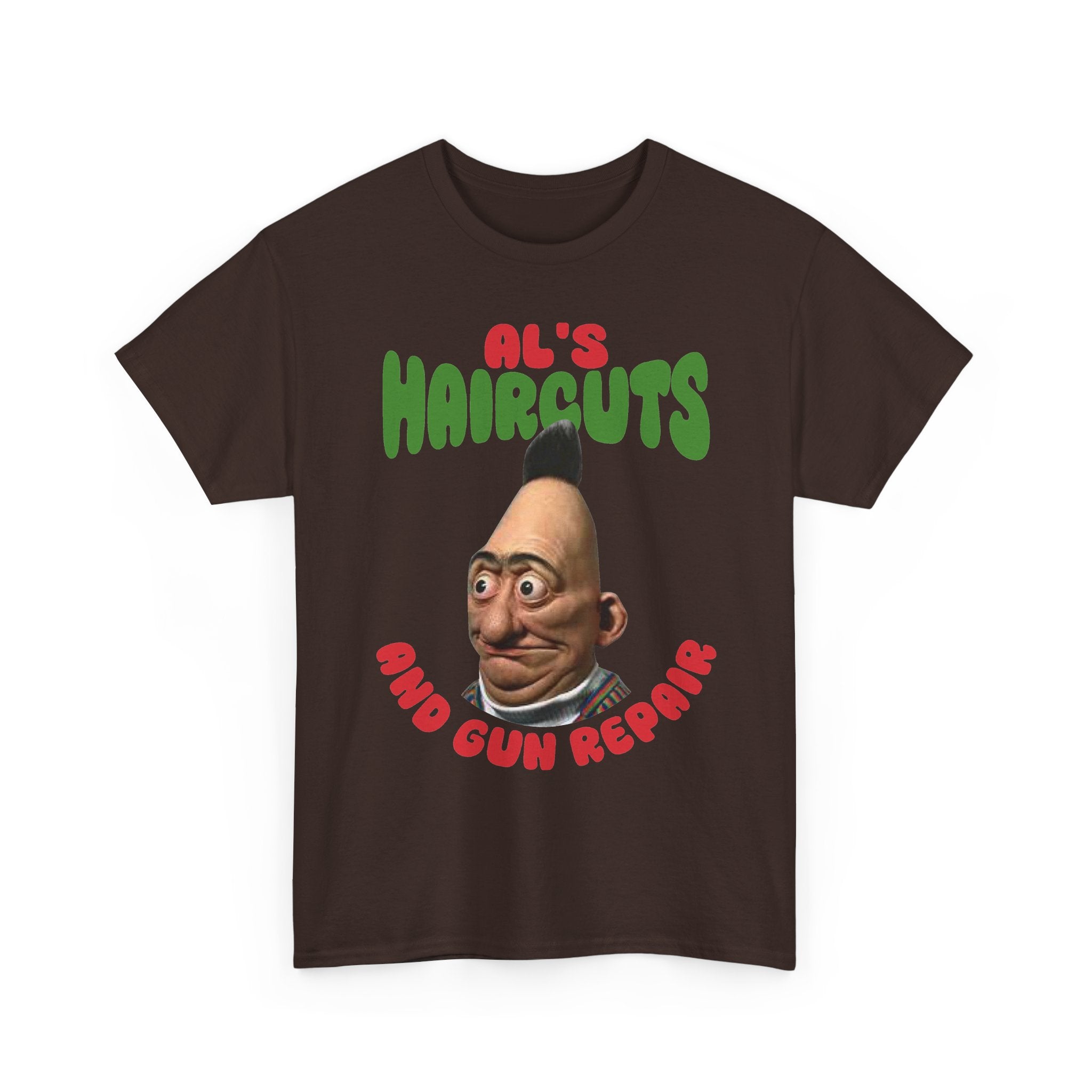 Al's Haircuts and Gun Repairs T-Shirt — Vintage Parody Barber Shop Tee