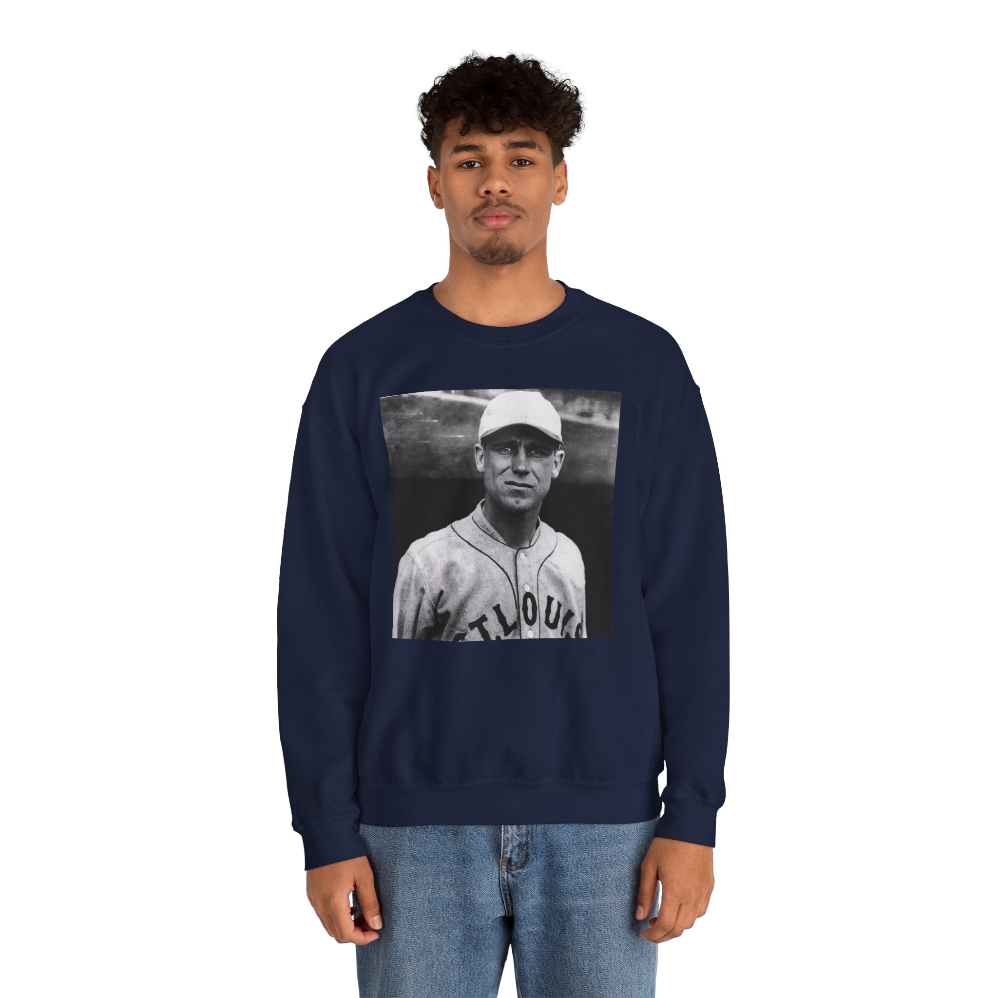 Vintage Baseball Player Sweatshirt - Classic Sports Graphic Crewneck
