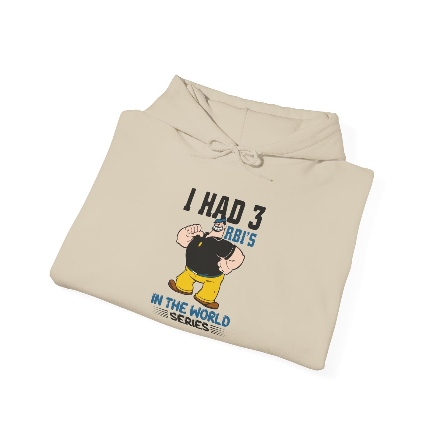 I Had 3 RBIs In the World Series Funny Baseball Fan Retro Cartoon Graphic Hoodie