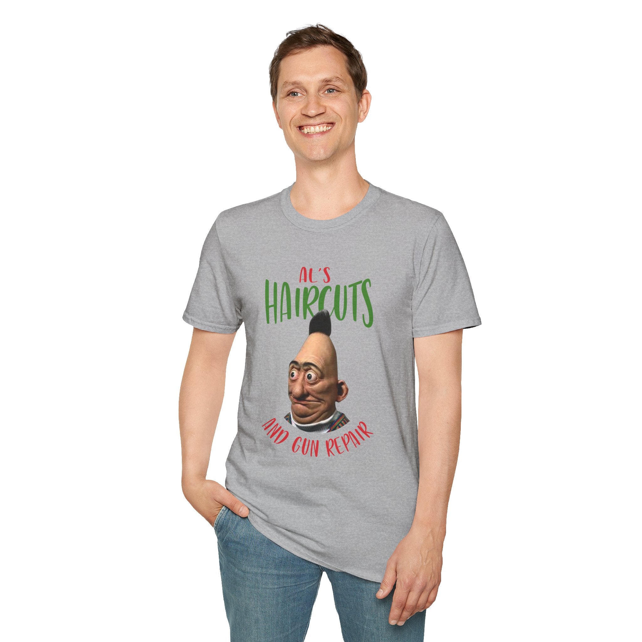 T-Shirt — "Al's Haircuts" Barber Shop Funny Graphic Tee