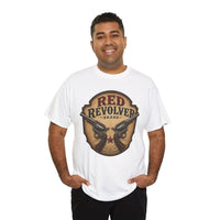 Red Revolver Graphic T-Shirt — Retro Western Guns Emblem