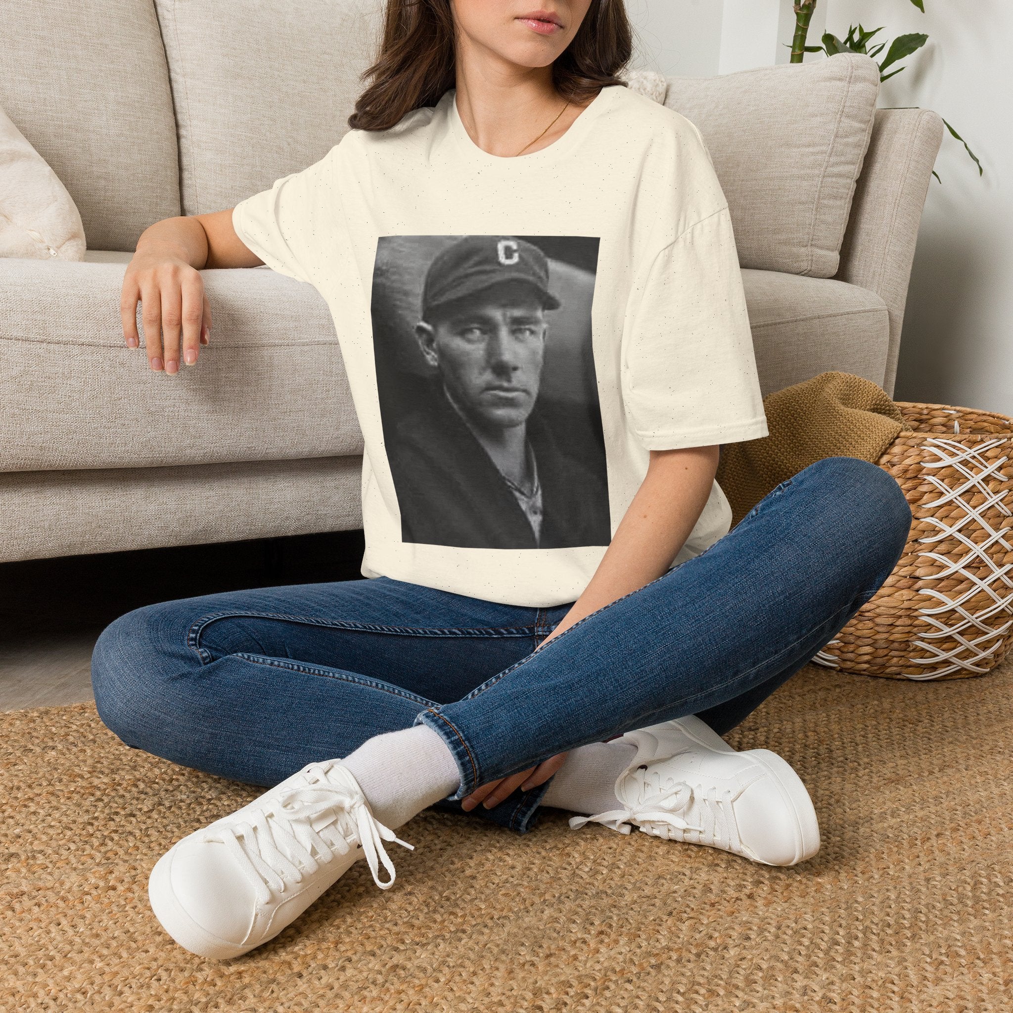 Vintage Baseball Portrait T-Shirt — Early 1900s Cleveland Player Photo