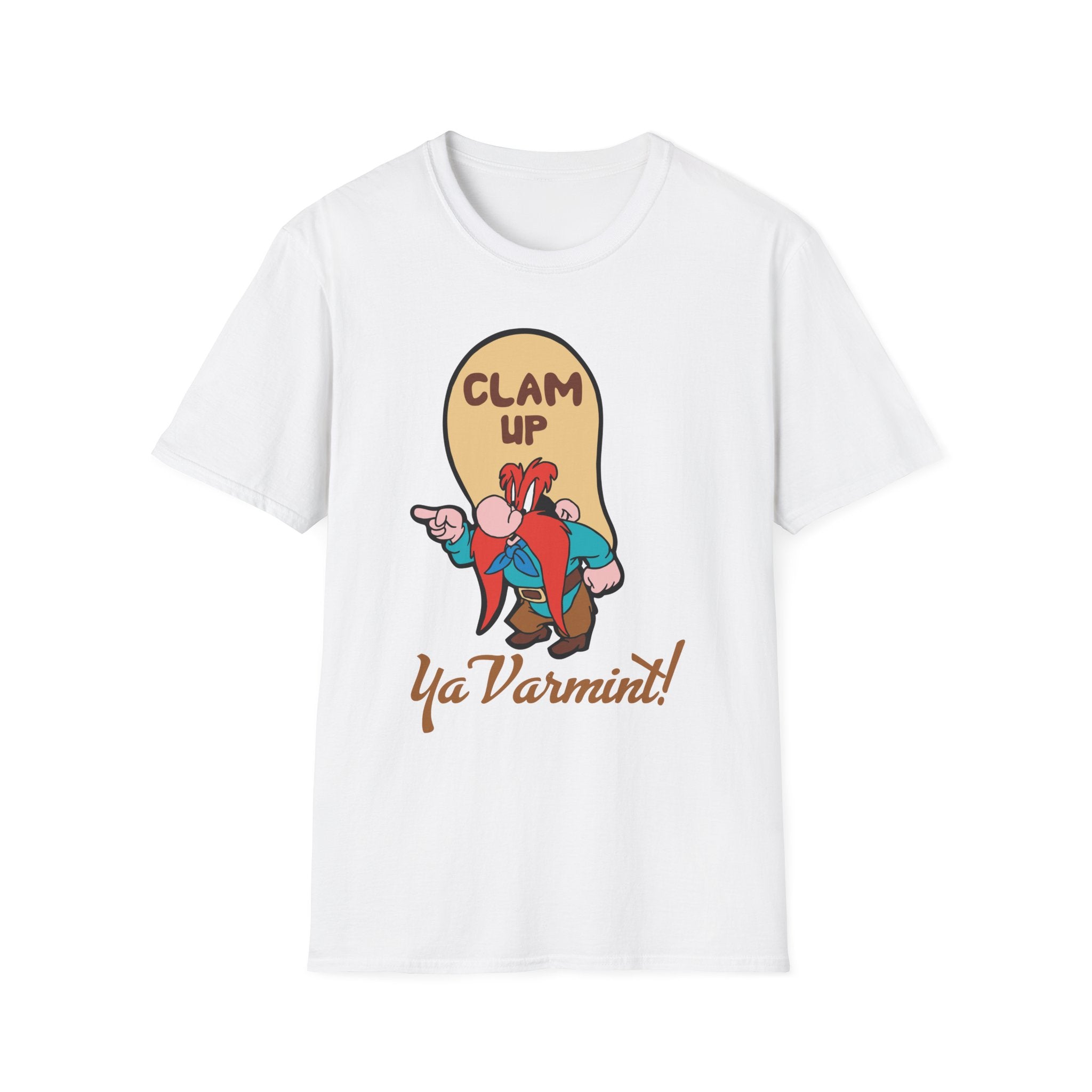Graphic T-Shirt — 'Clam Up Ya Varmint!' Yosemite-Style Cartoon Tee