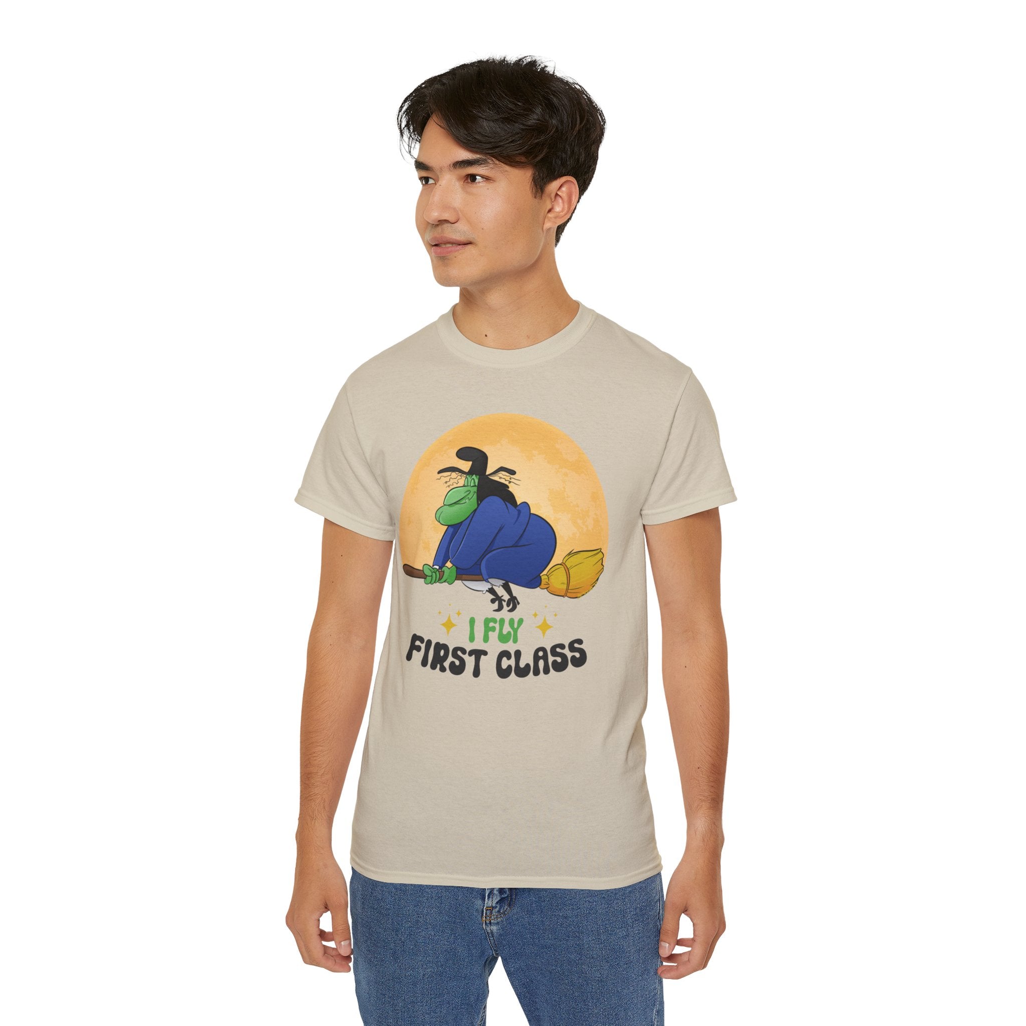 I Fly First Class — Funny Witch Halloween T-Shirt