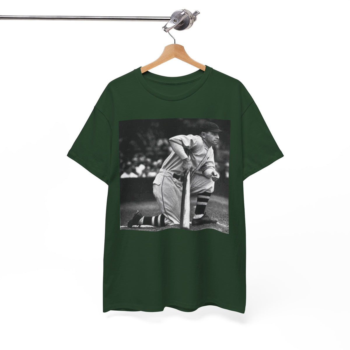 Vintage Baseball Photo T-Shirt – Classic Kneeling Player Graphic Tee