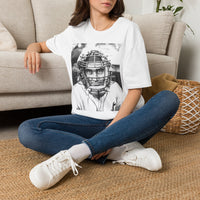 Baseball Catcher Portrait T-Shirt — Vintage Black & White Sports Tee