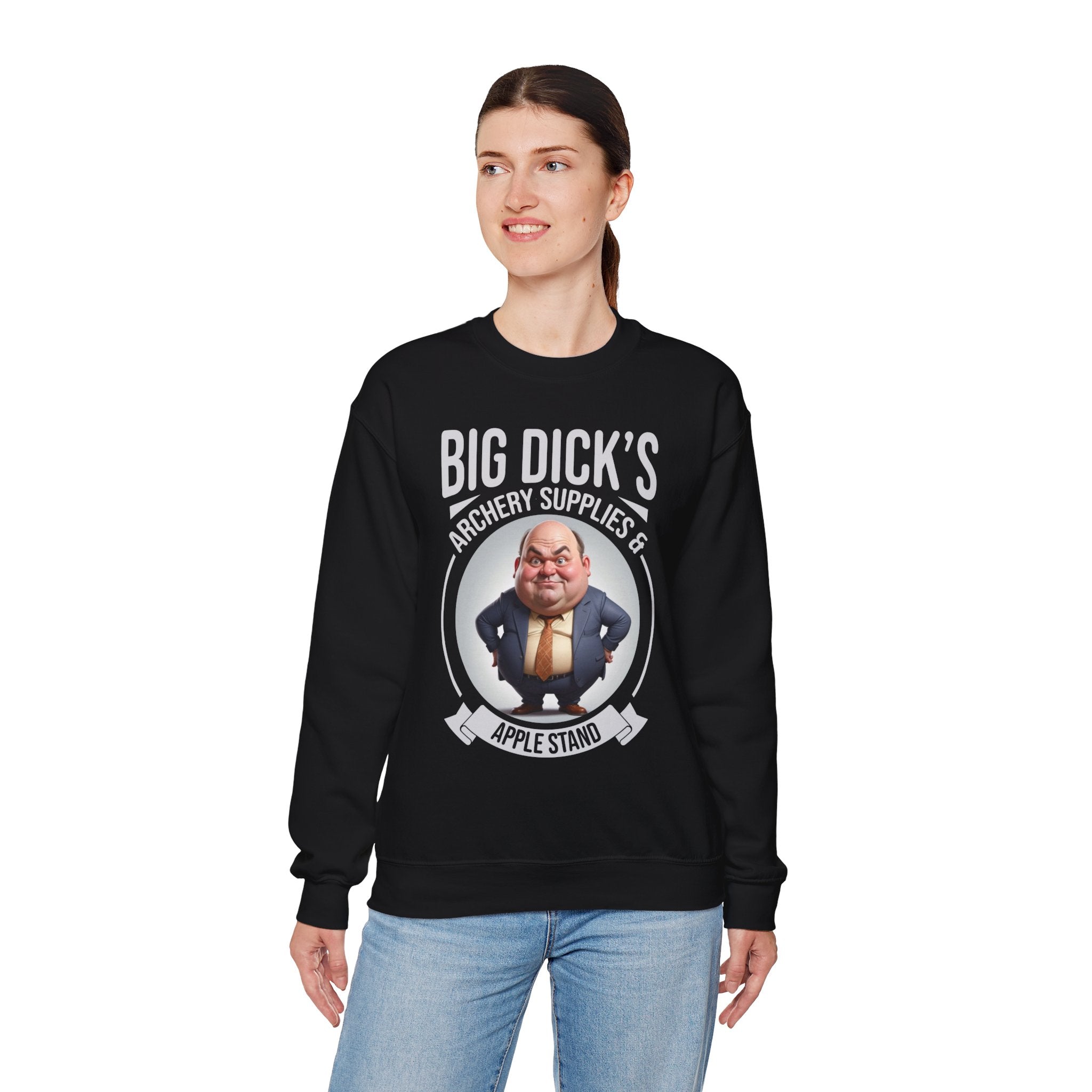 "Big Dick's Archery Supplies & Apple Stand" Funny Crewneck Sweatshirt