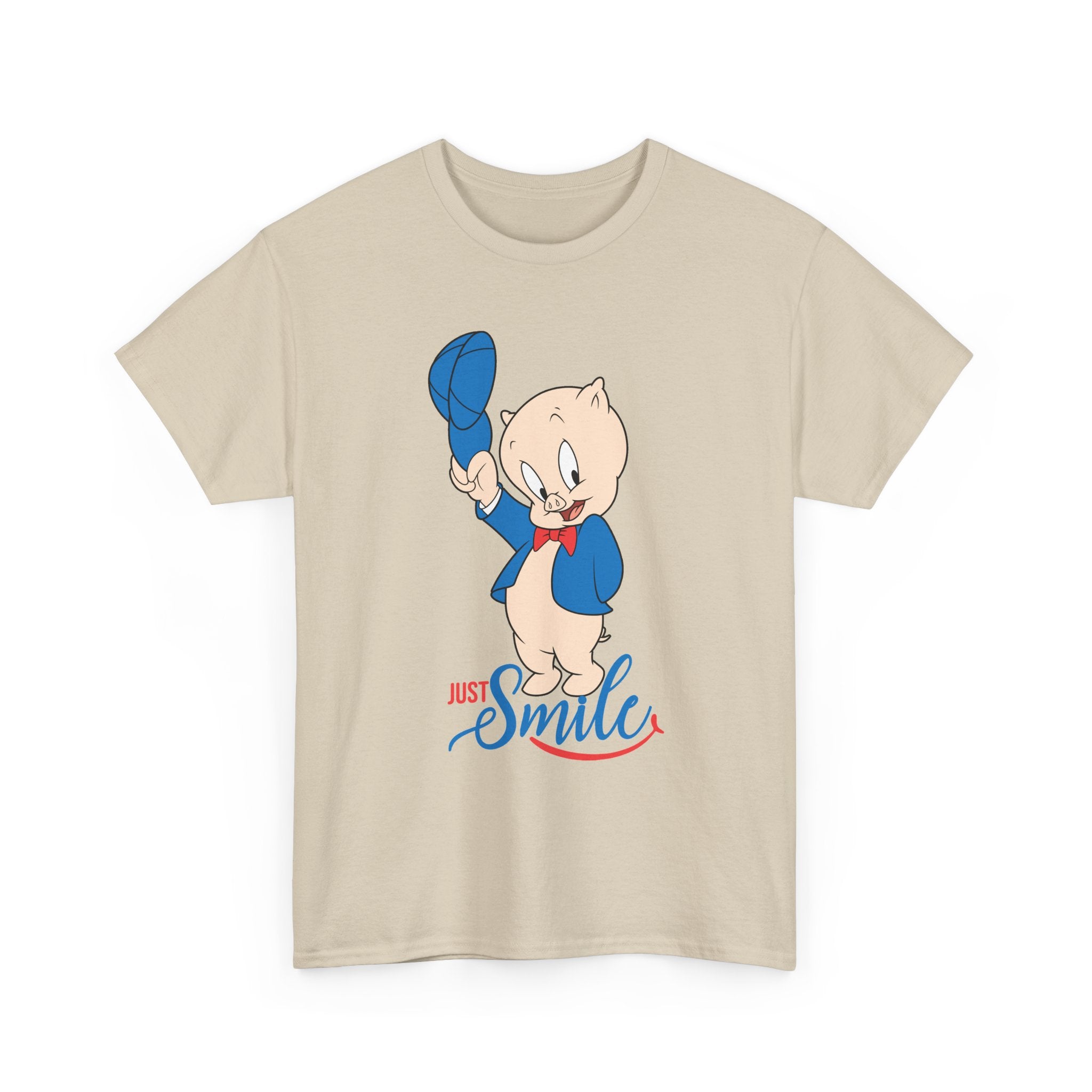 Retro Cartoon Pig 'Just Smile' T-Shirt