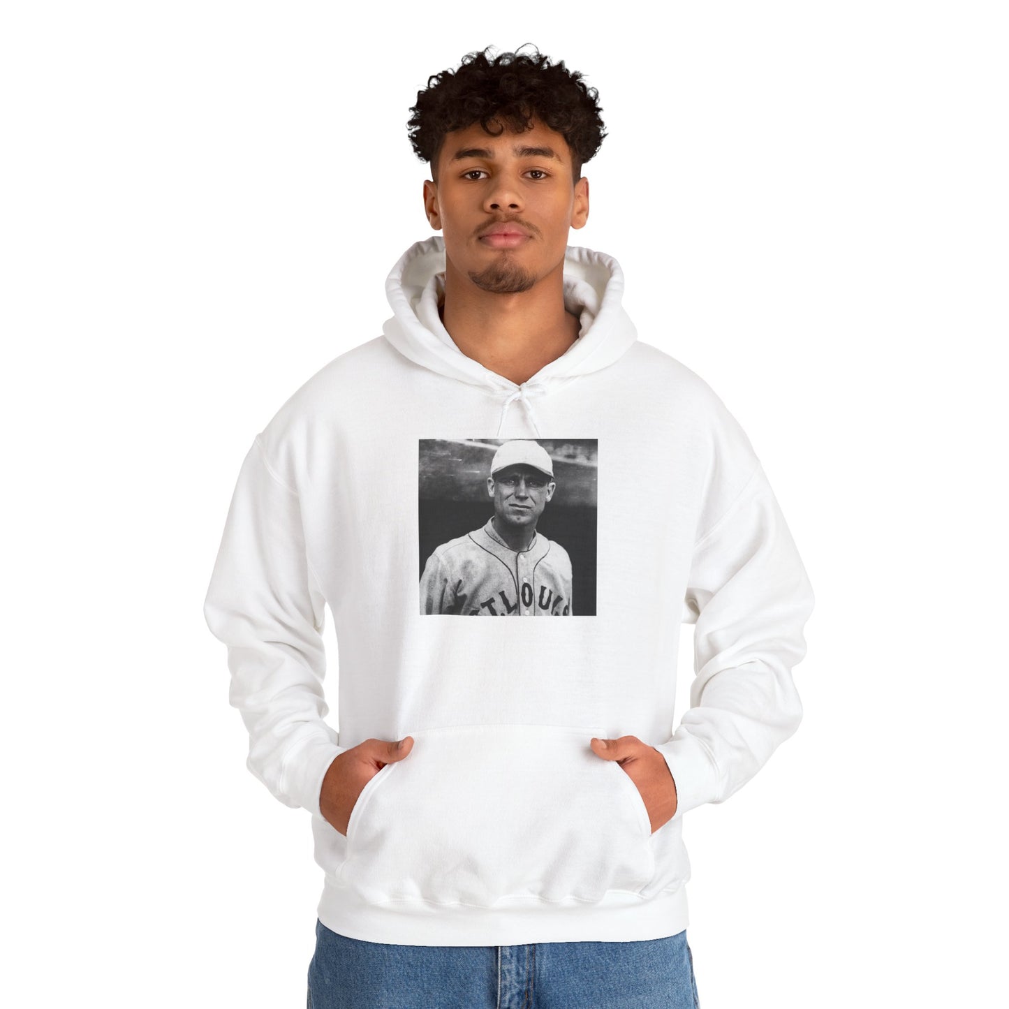 Vintage Baseball Player Hoodie — Classic Sports Graphic Pullover