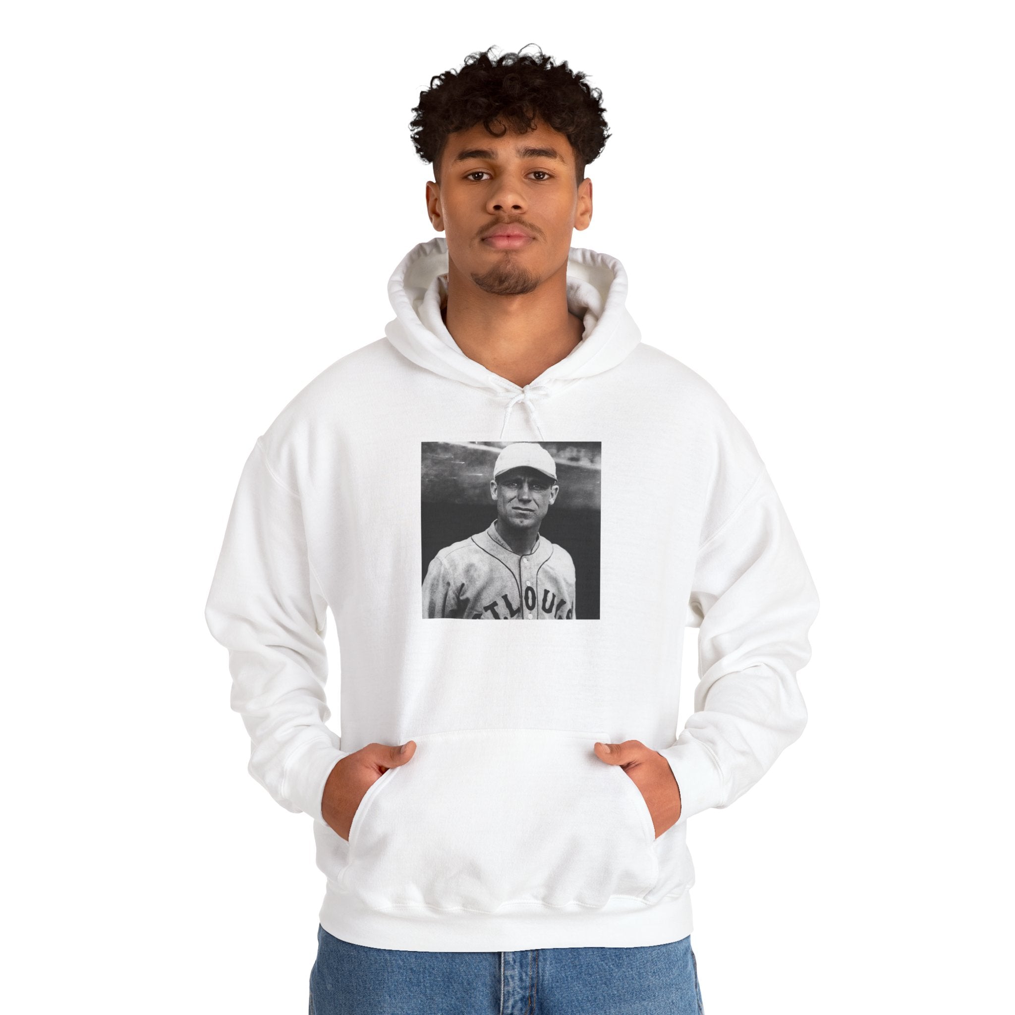 Vintage Baseball Player Hoodie — Classic Sports Graphic Pullover