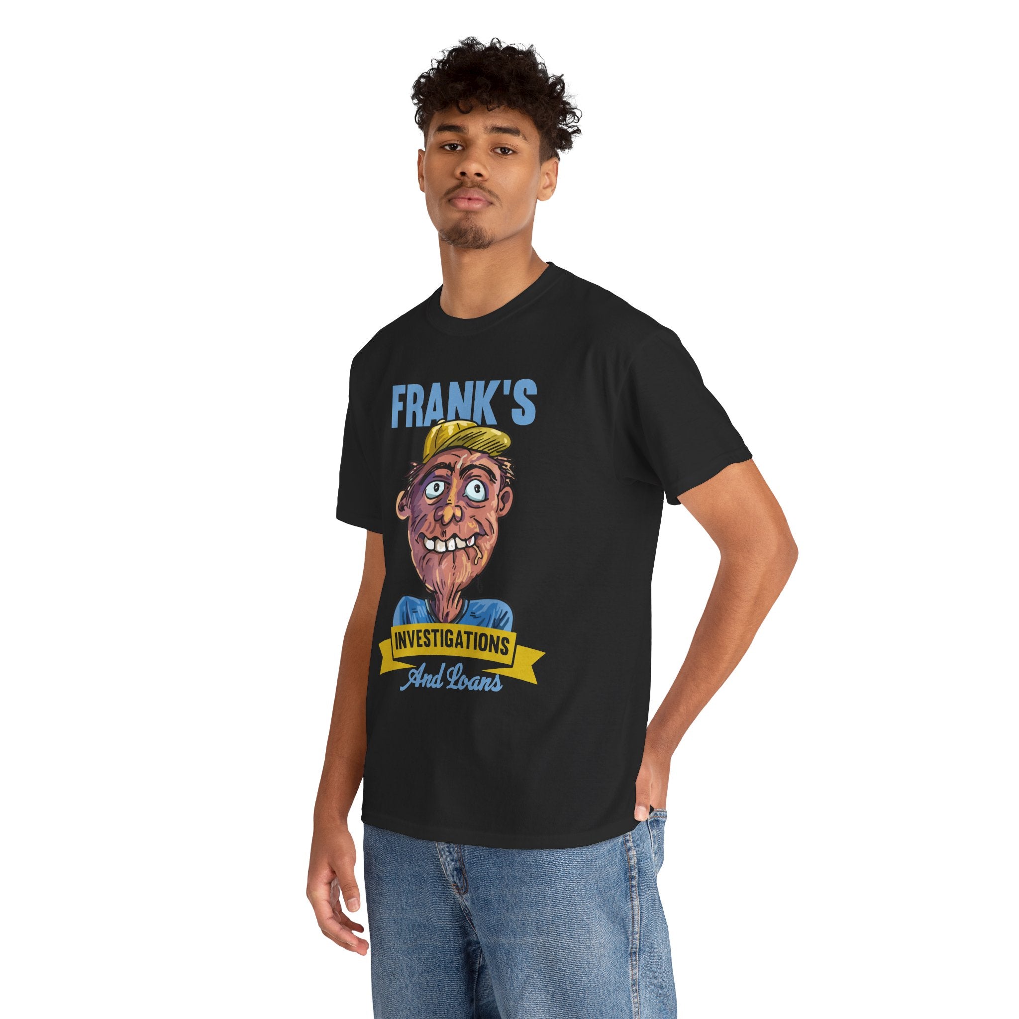 Frank's Investigations and Loans Funny Retro Character Vintage Humor Graphic T- Shirt