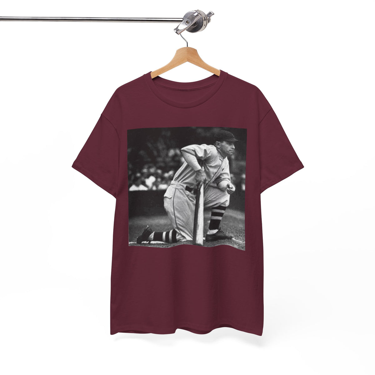 Vintage Baseball Photo T-Shirt – Classic Kneeling Player Graphic Tee