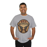 Red Revolver Graphic T-Shirt — Retro Western Guns Emblem