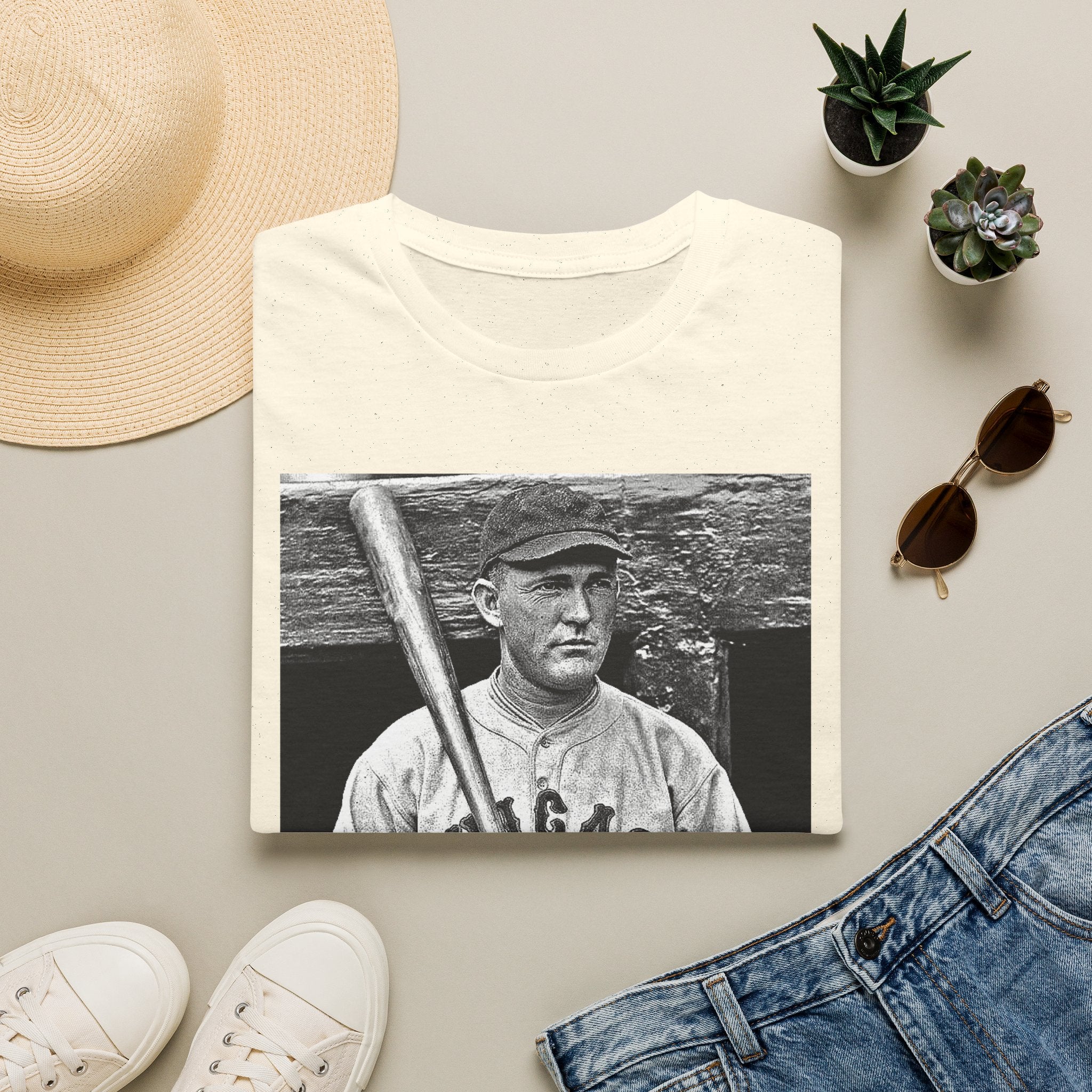 Vintage Baseball Player T-Shirt — Retro Chicago Baseball Graphic Tee