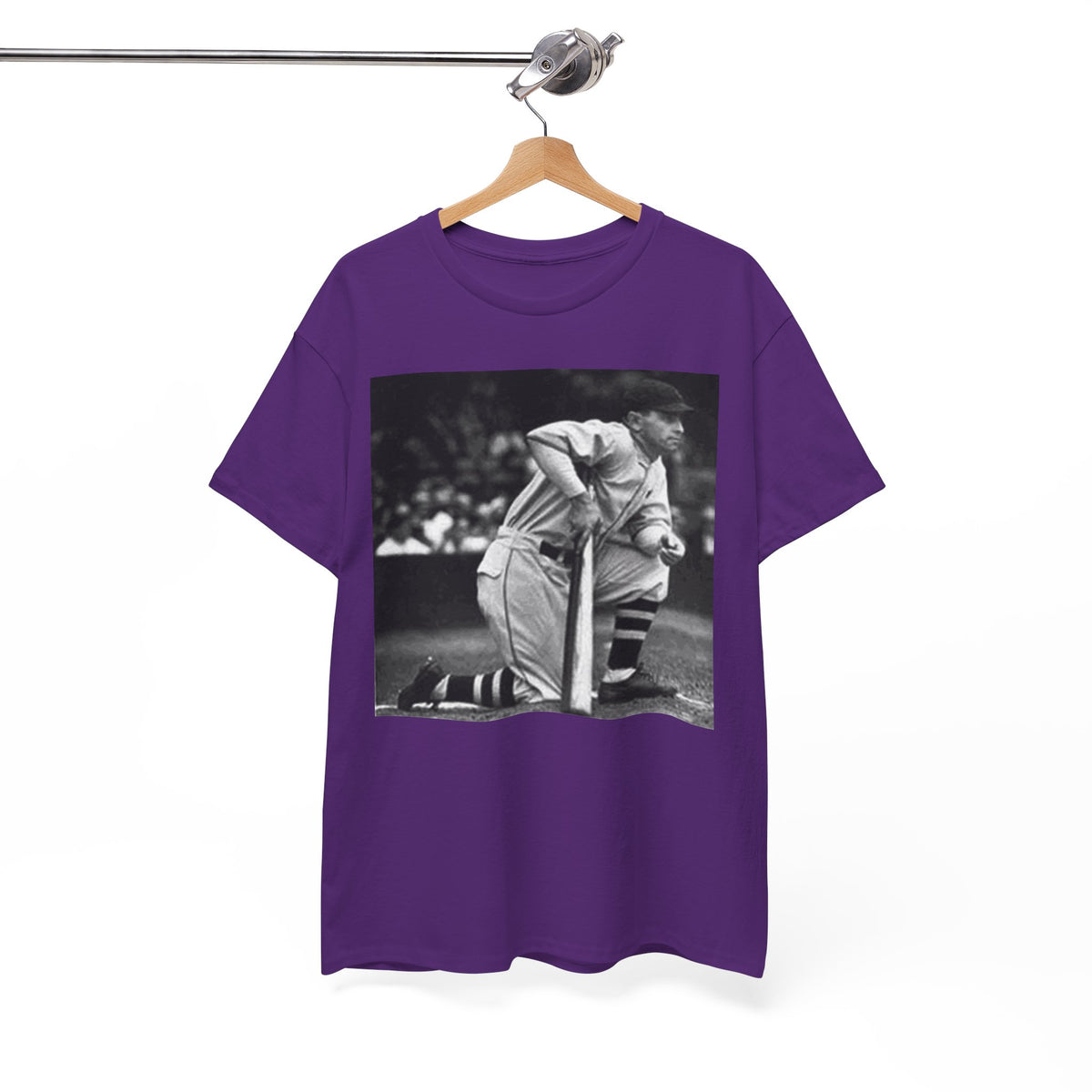 Vintage Baseball Photo T-Shirt – Classic Kneeling Player Graphic Tee