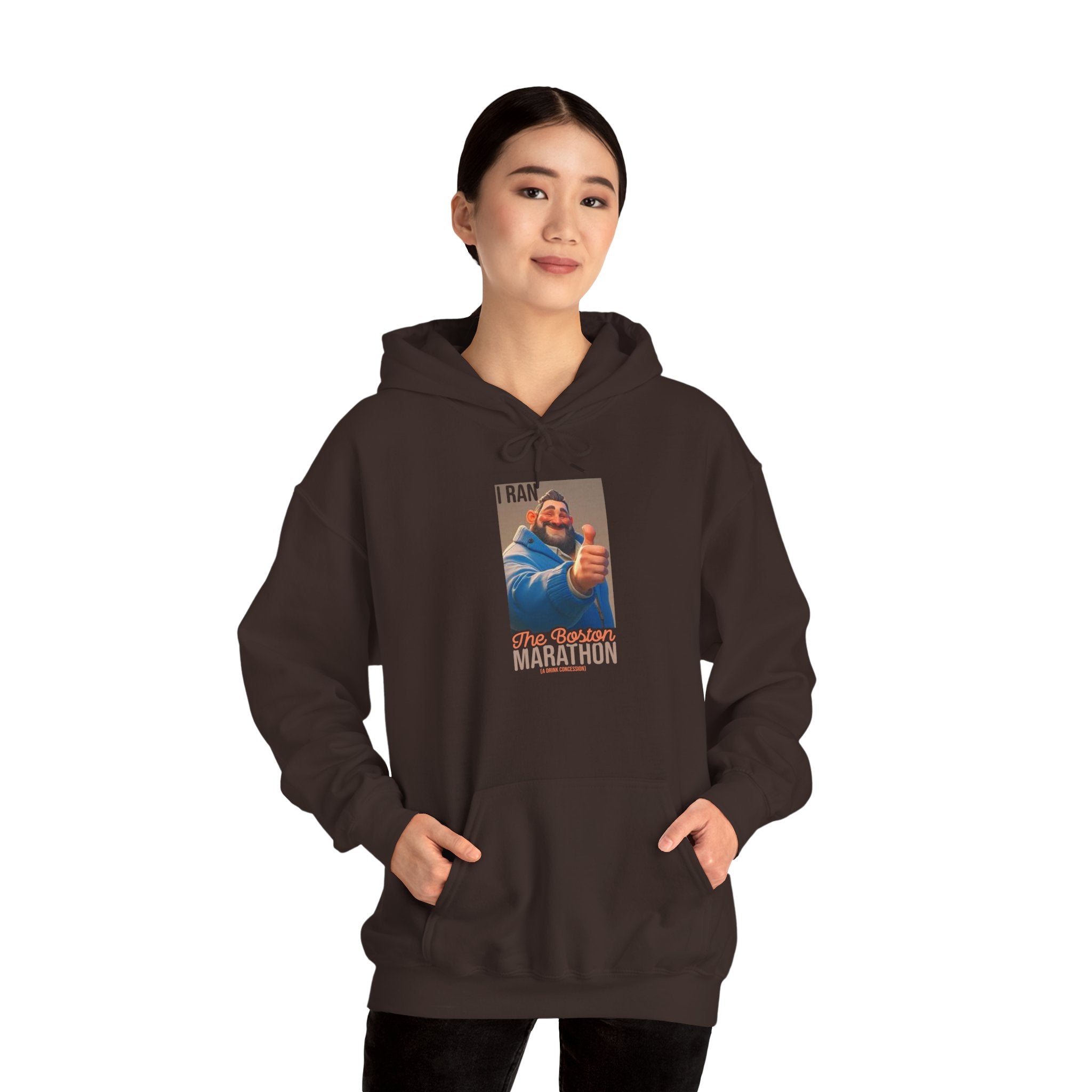I Ran The Boston Marathon Drink Concession Hoodie — Funny Marathon Humor Pullover