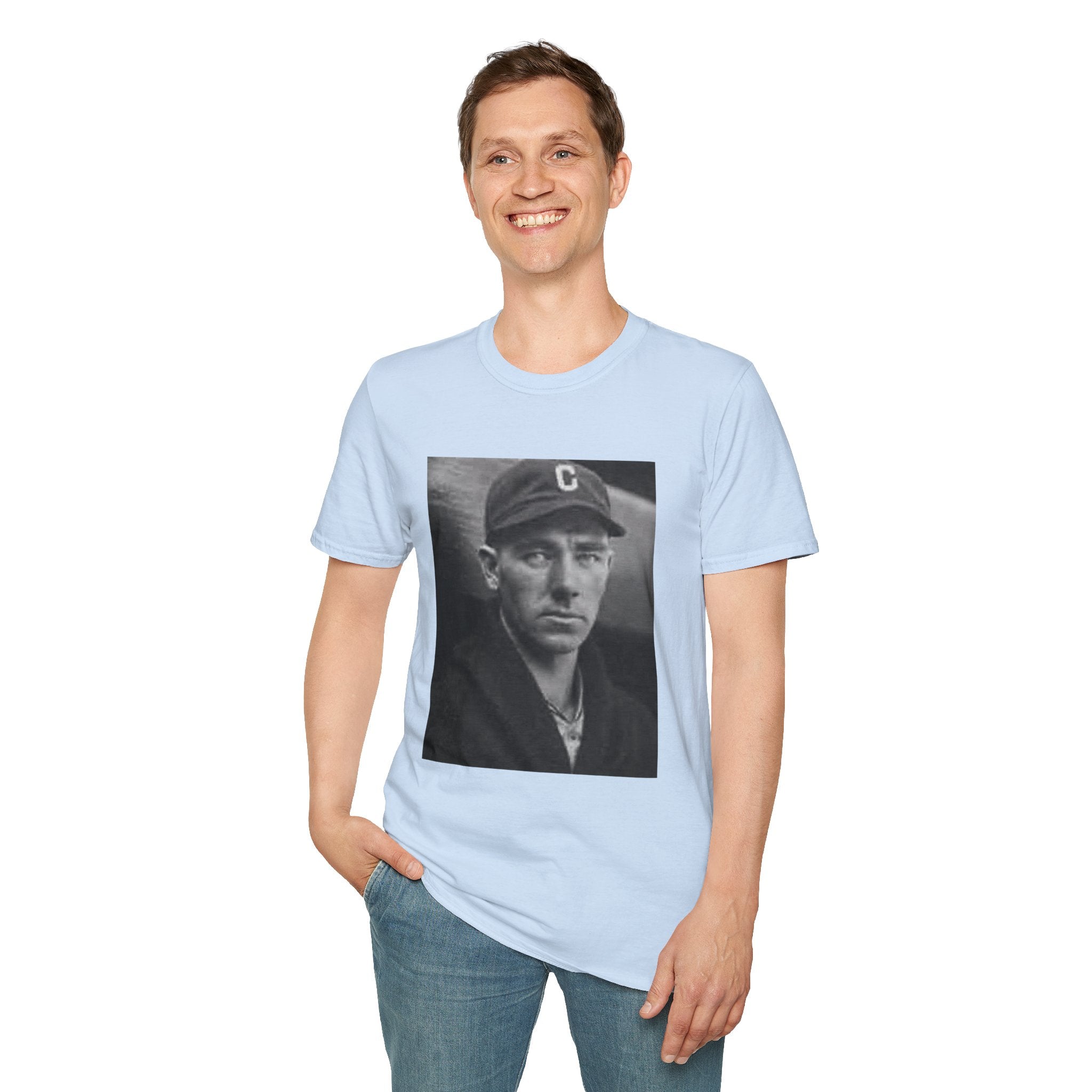 Vintage Baseball Portrait T-Shirt — Early 1900s Cleveland Player Photo
