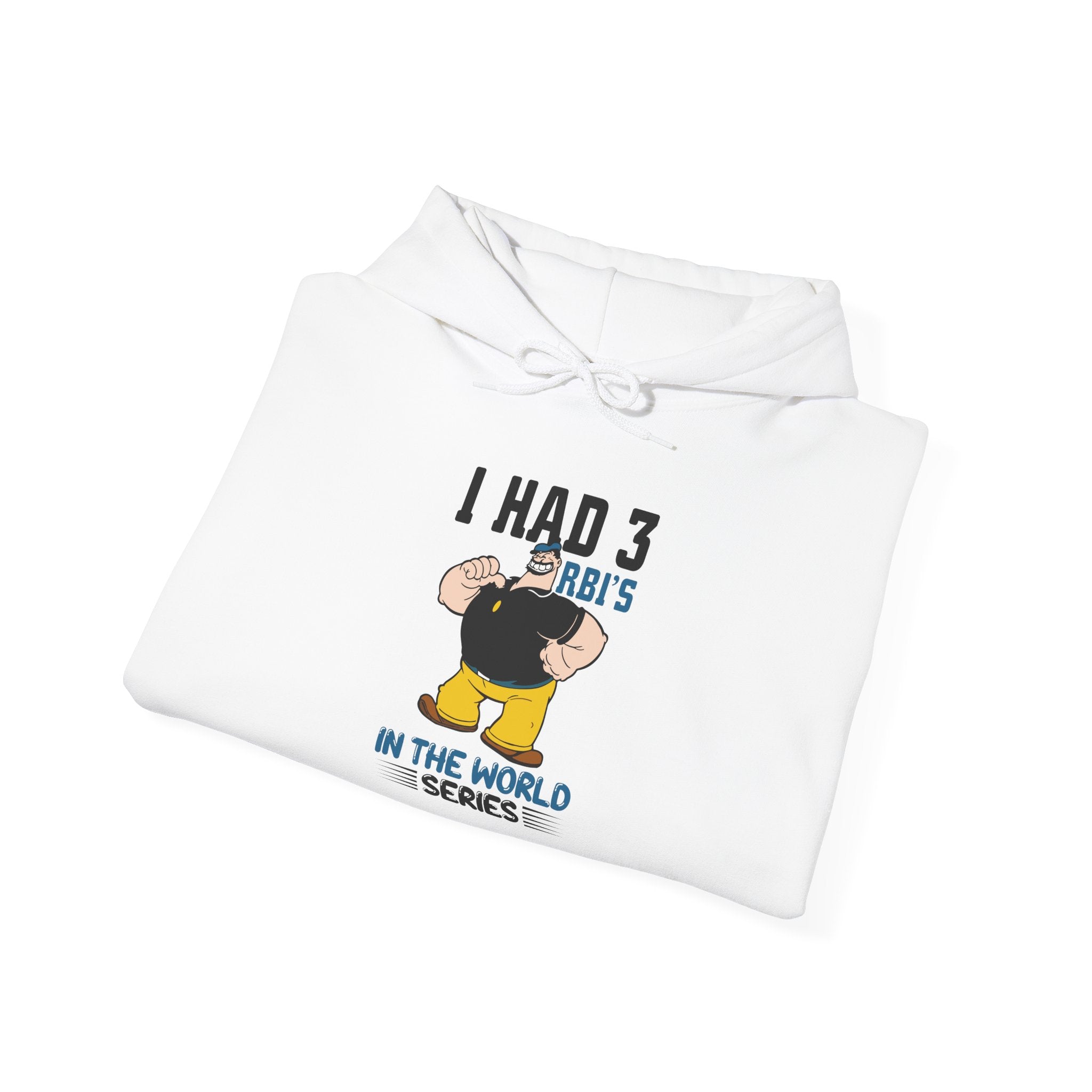 I Had 3 RBIs In the World Series Funny Baseball Fan Retro Cartoon Graphic Hoodie