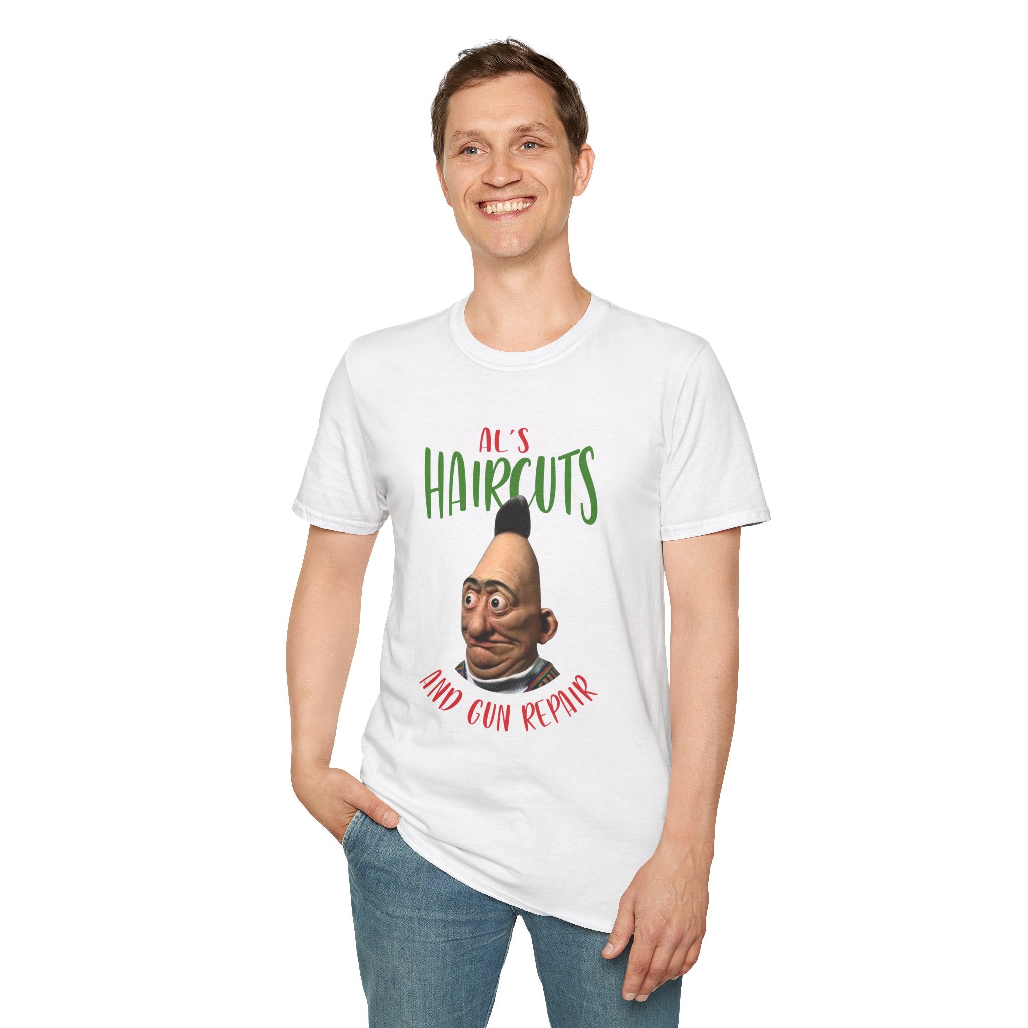 T-Shirt — "Al's Haircuts" Barber Shop Funny Graphic Tee