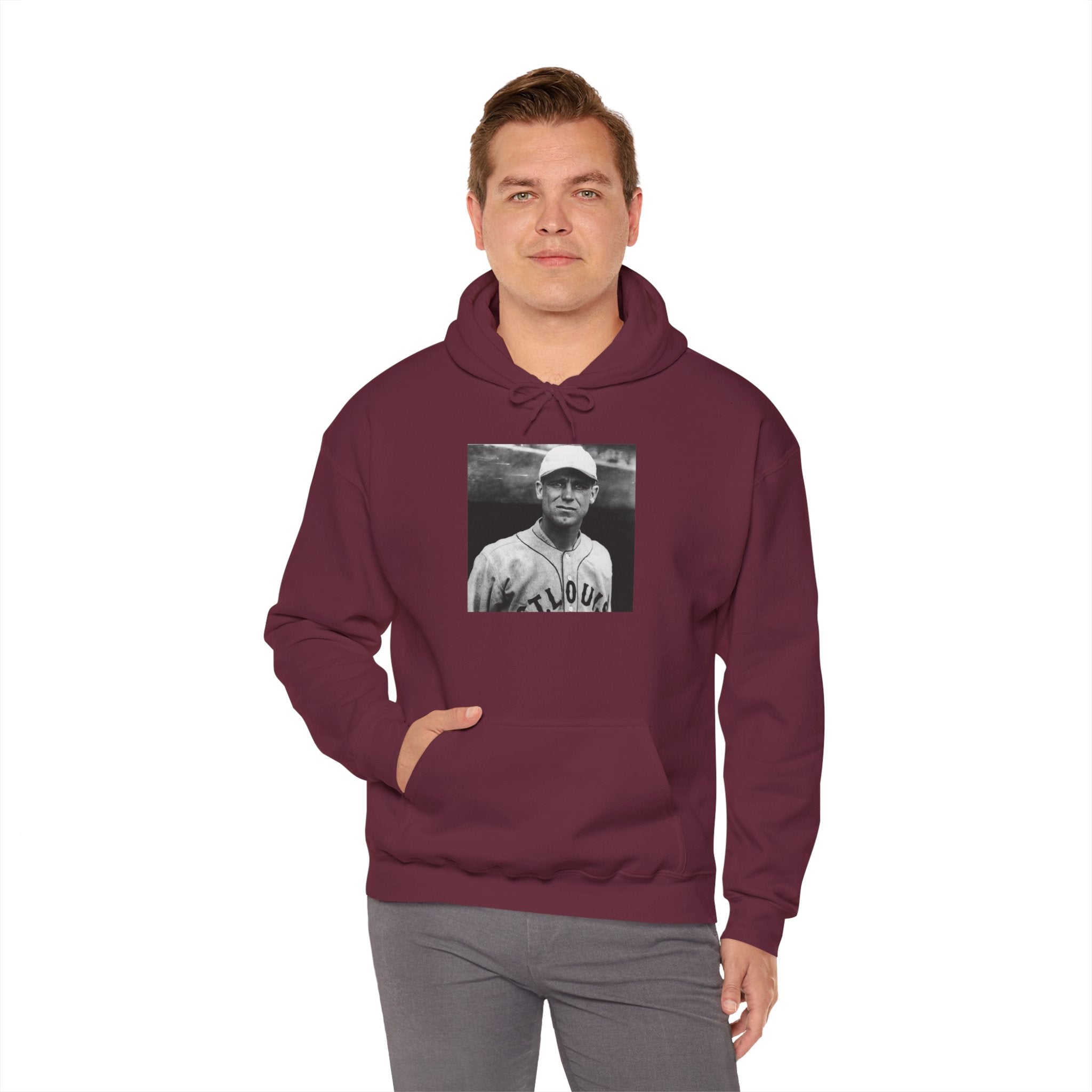 Vintage Baseball Player Hoodie — Classic Sports Graphic Pullover