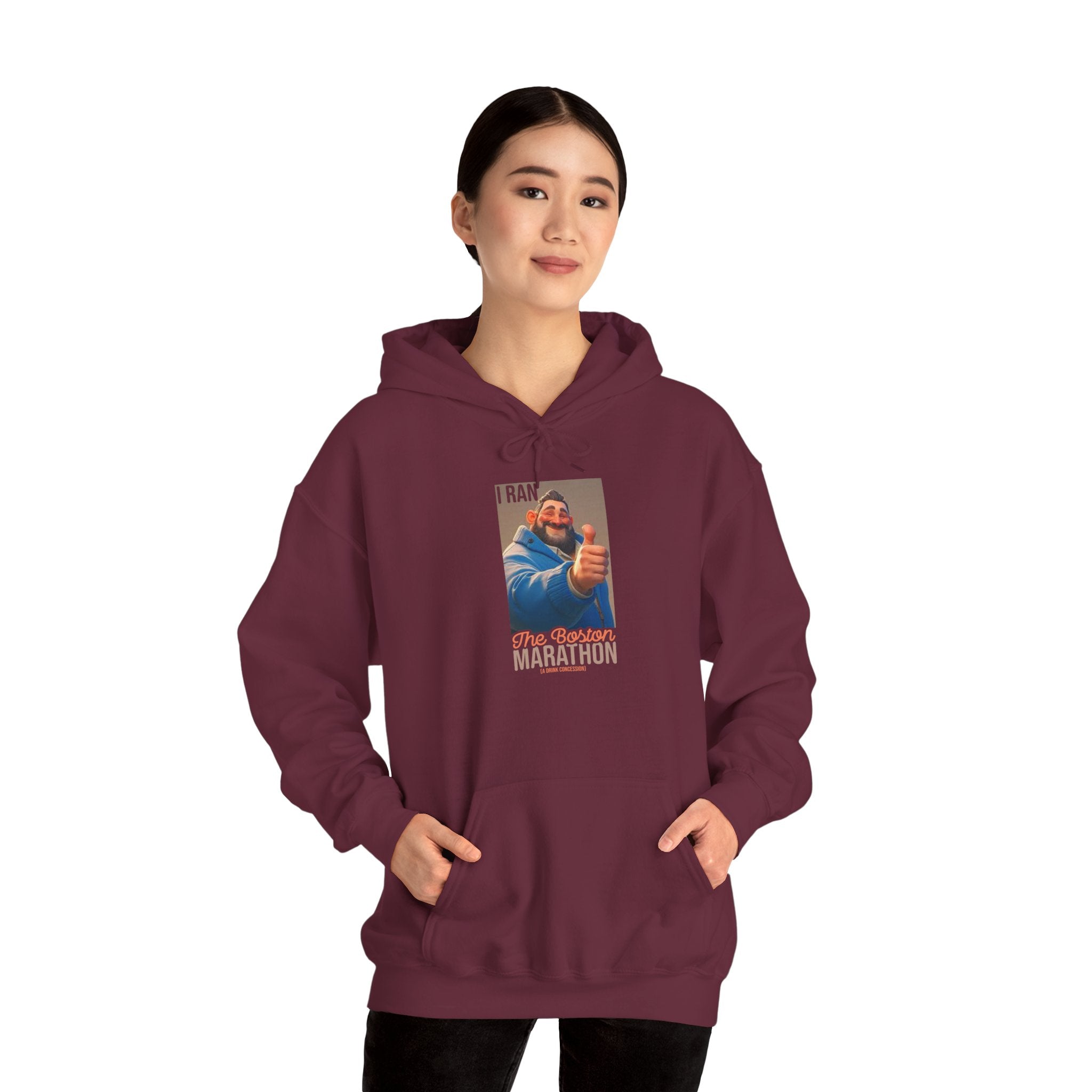 I Ran The Boston Marathon Drink Concession Hoodie — Funny Marathon Humor Pullover