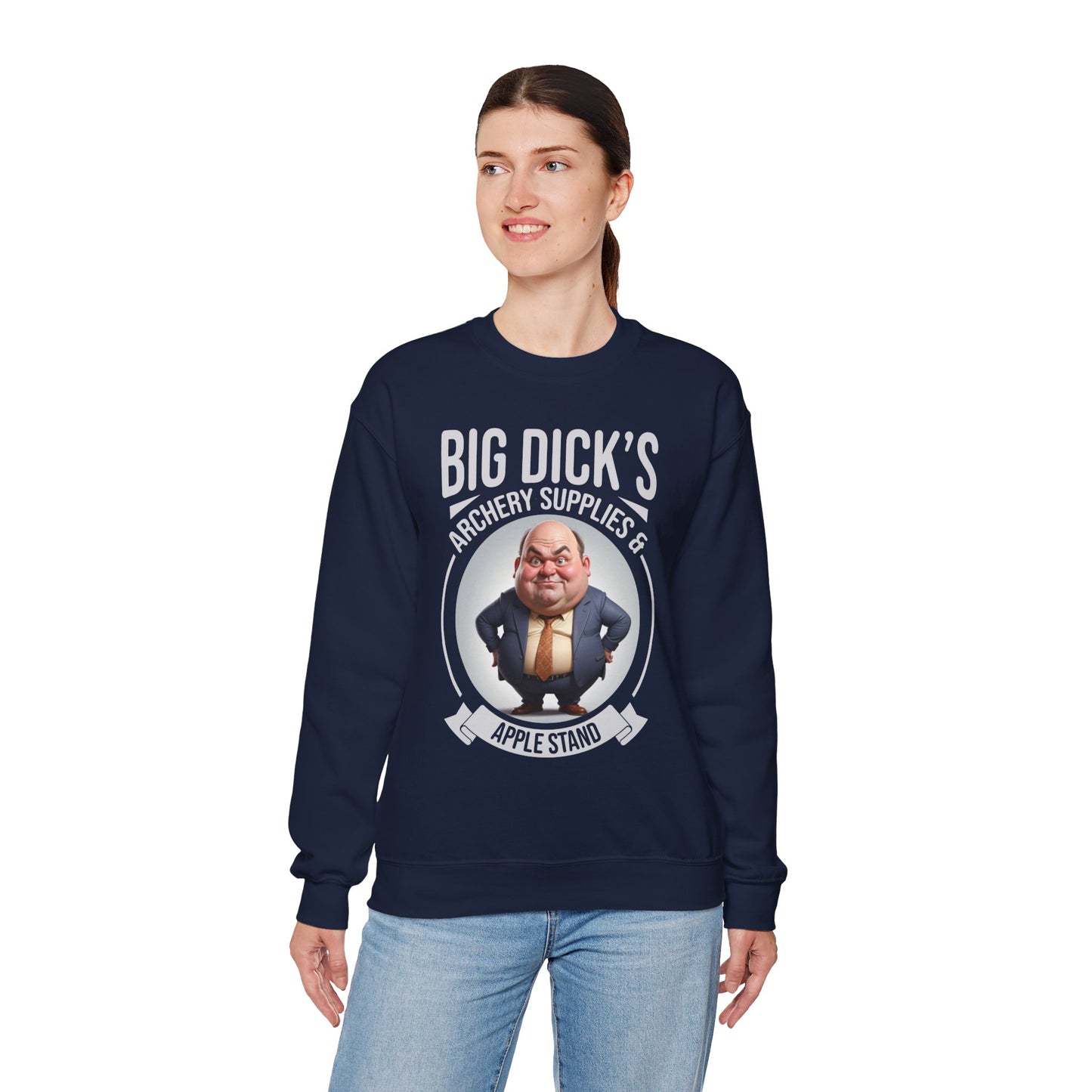 "Big Dick's Archery Supplies & Apple Stand" Funny Crewneck Sweatshirt