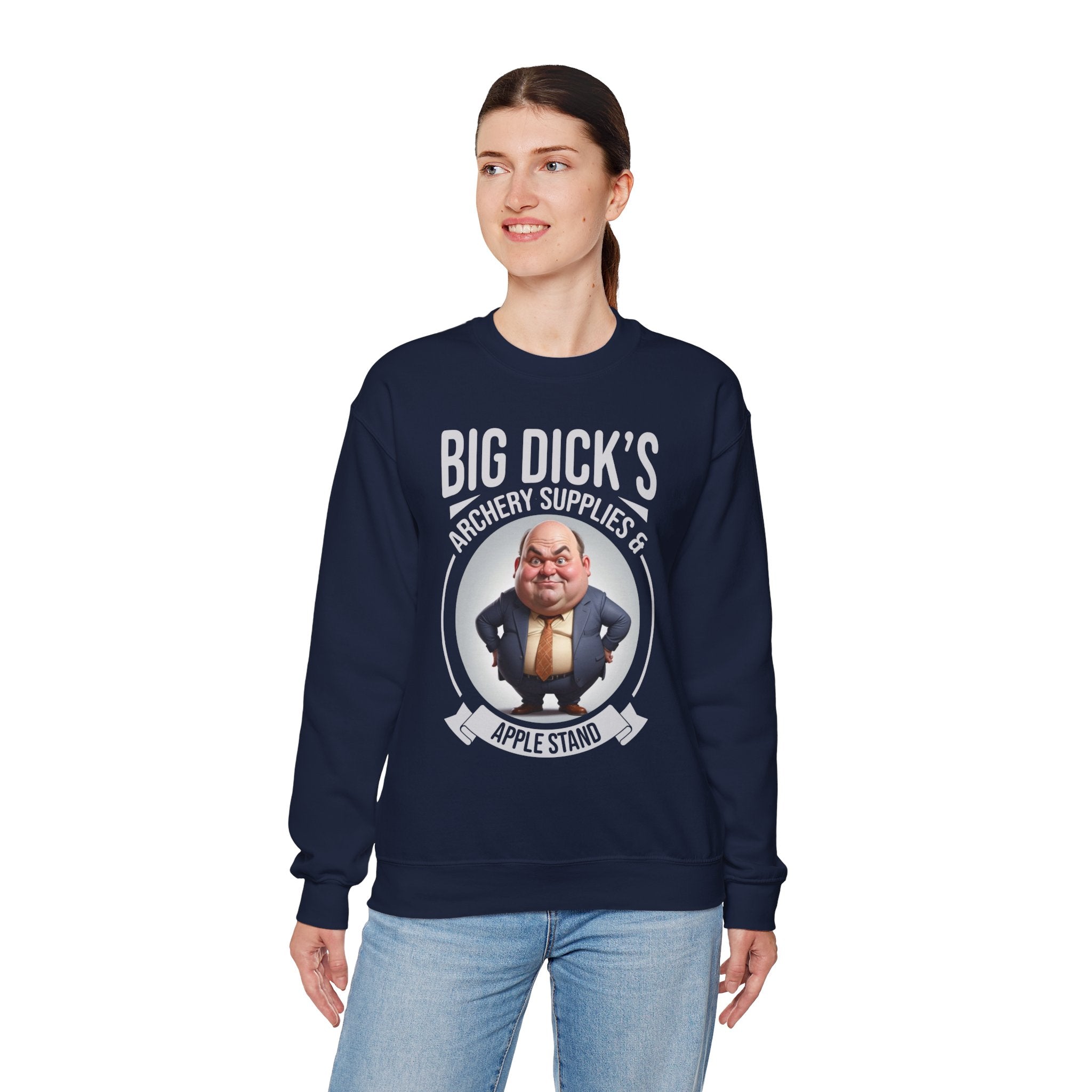 "Big Dick's Archery Supplies & Apple Stand" Funny Crewneck Sweatshirt