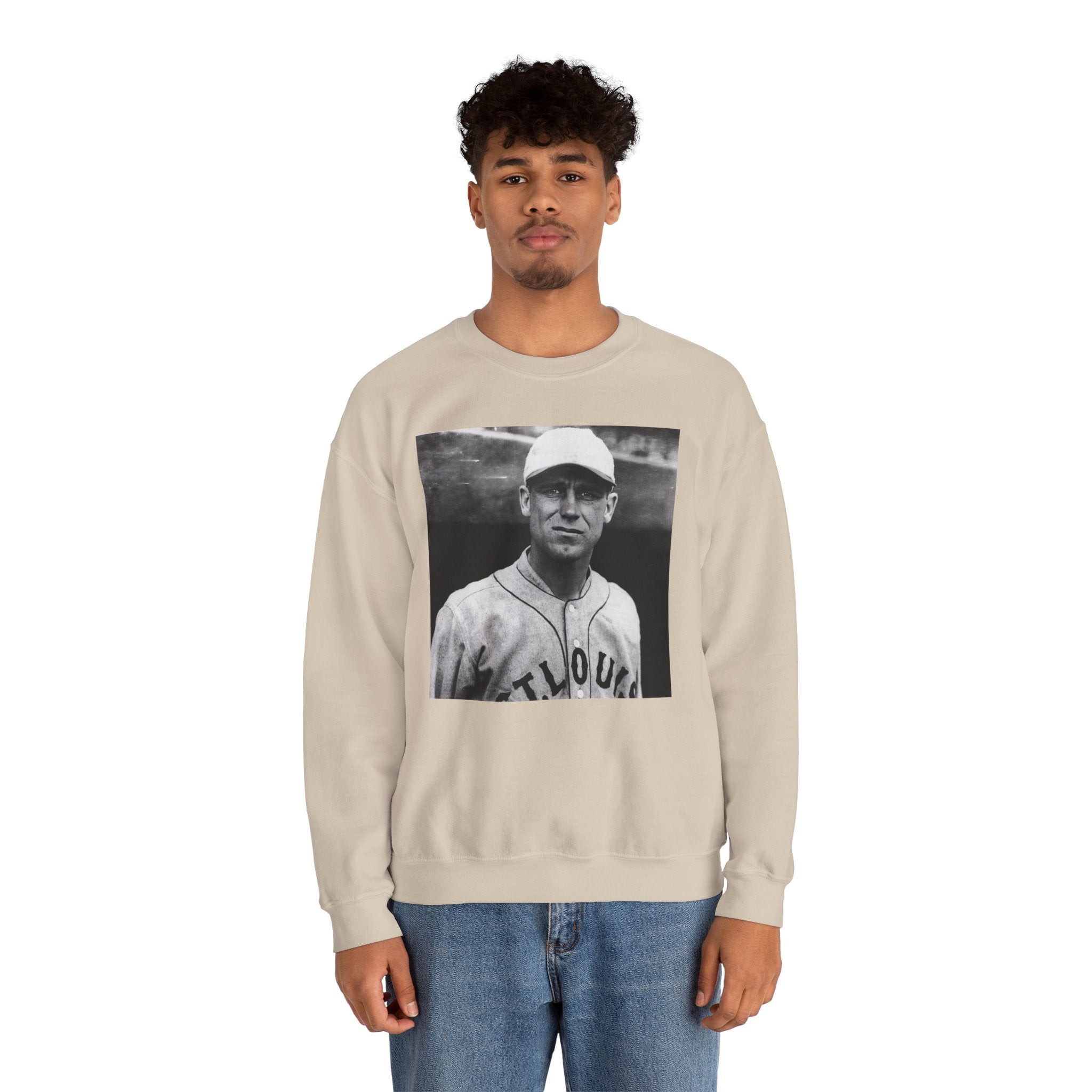 Vintage Baseball Player Sweatshirt - Classic Sports Graphic Crewneck