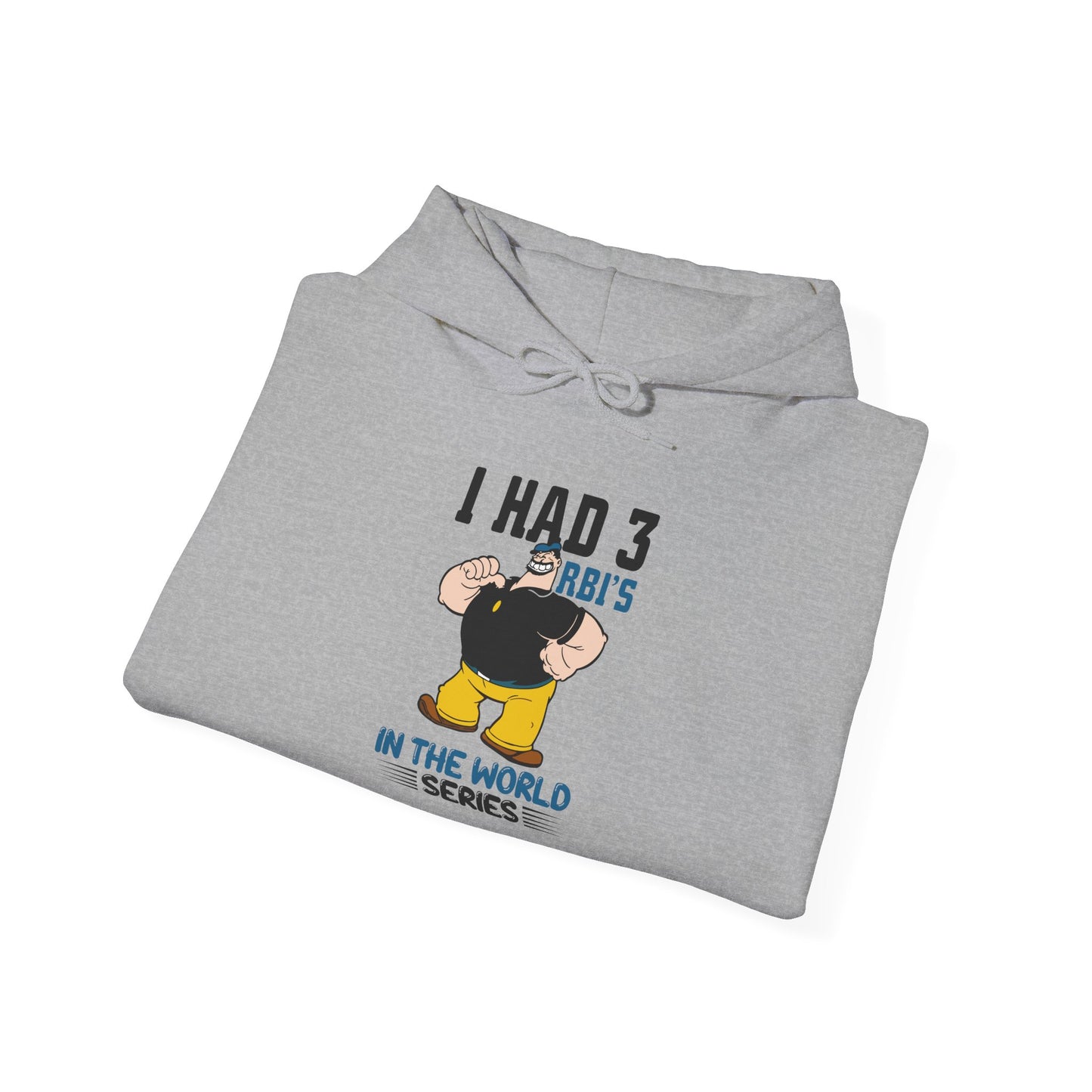 I Had 3 RBIs In the World Series Funny Baseball Fan Retro Cartoon Graphic Hoodie