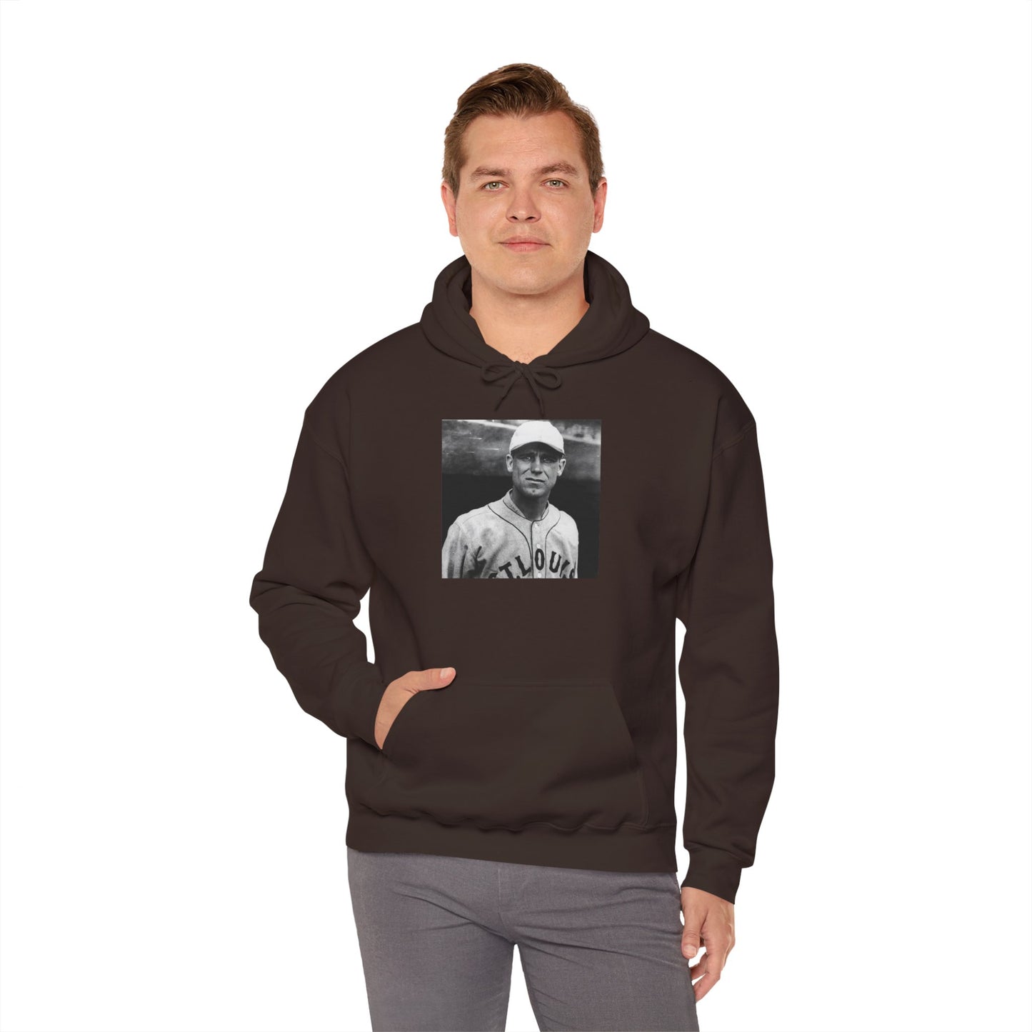 Vintage Baseball Player Hoodie — Classic Sports Graphic Pullover
