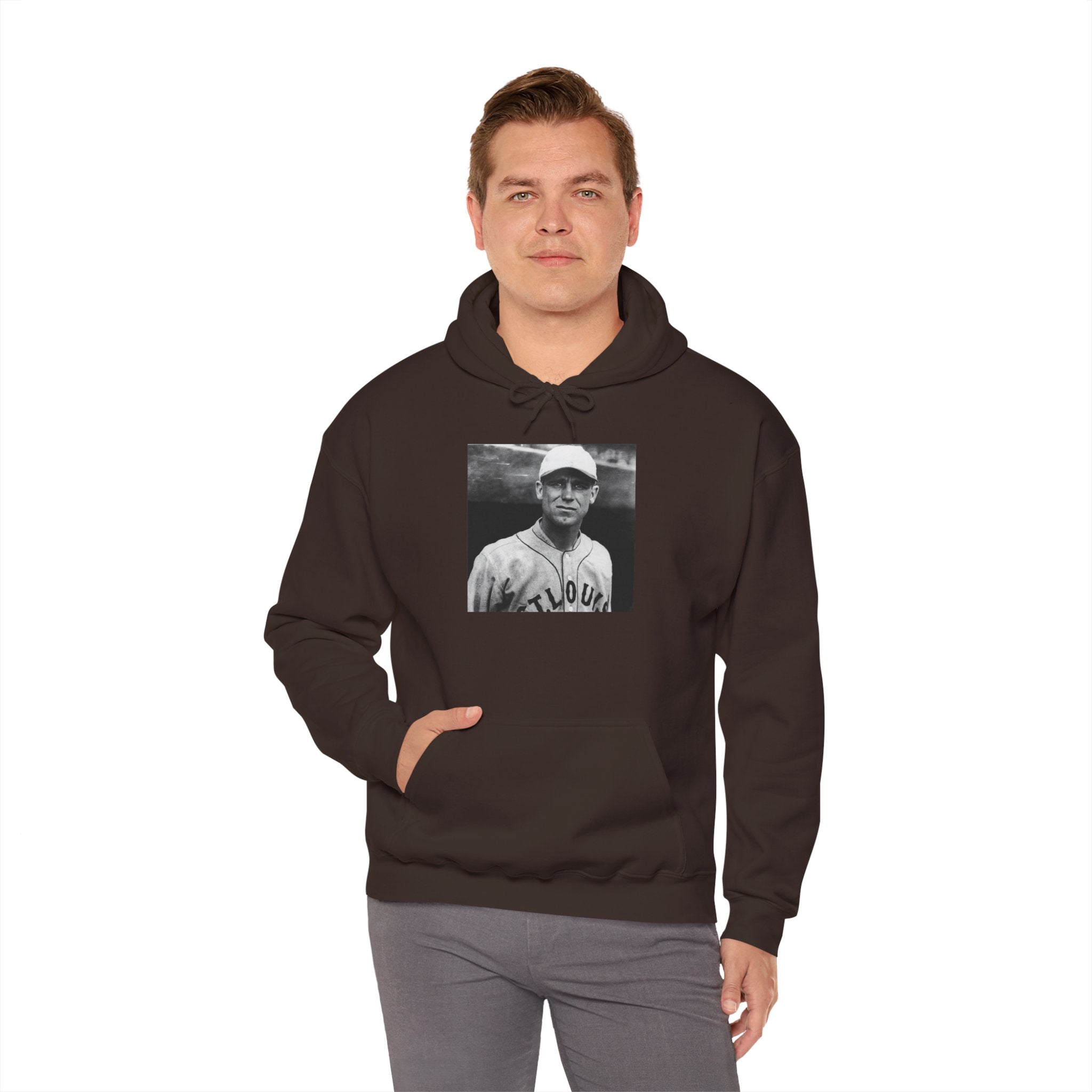 Vintage Baseball Player Hoodie — Classic Sports Graphic Pullover