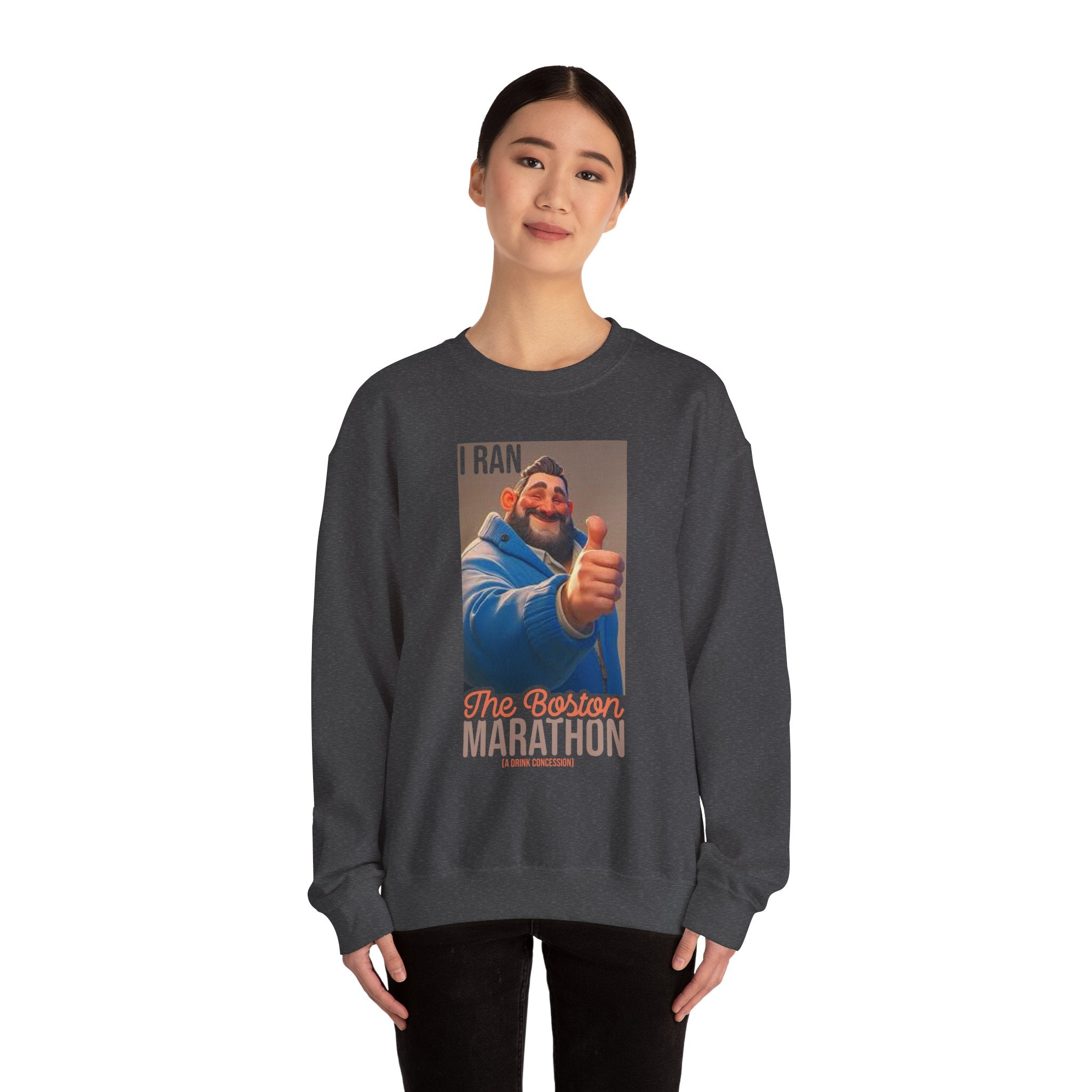 I Ran The Boston Marathon Drink Concession Sweatshirt - Funny Marathon Humor Crewneck