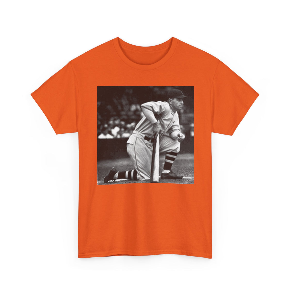 Vintage Baseball Photo T-Shirt – Classic Kneeling Player Graphic Tee