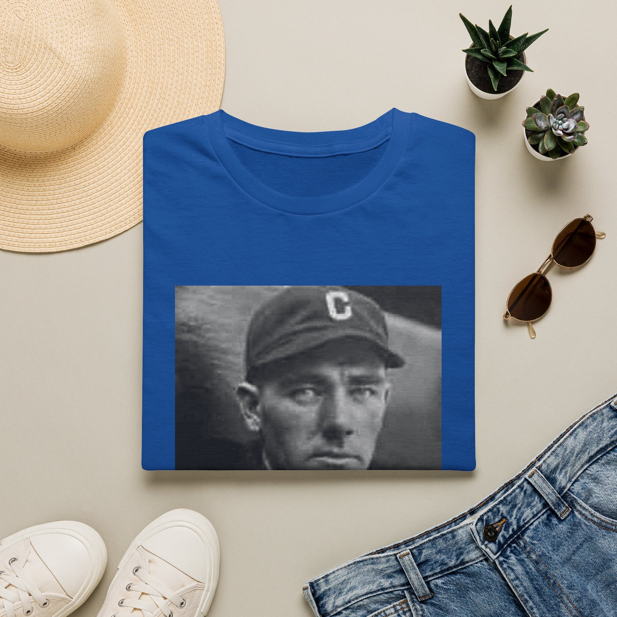 Vintage Baseball Portrait T-Shirt — Early 1900s Cleveland Player Photo